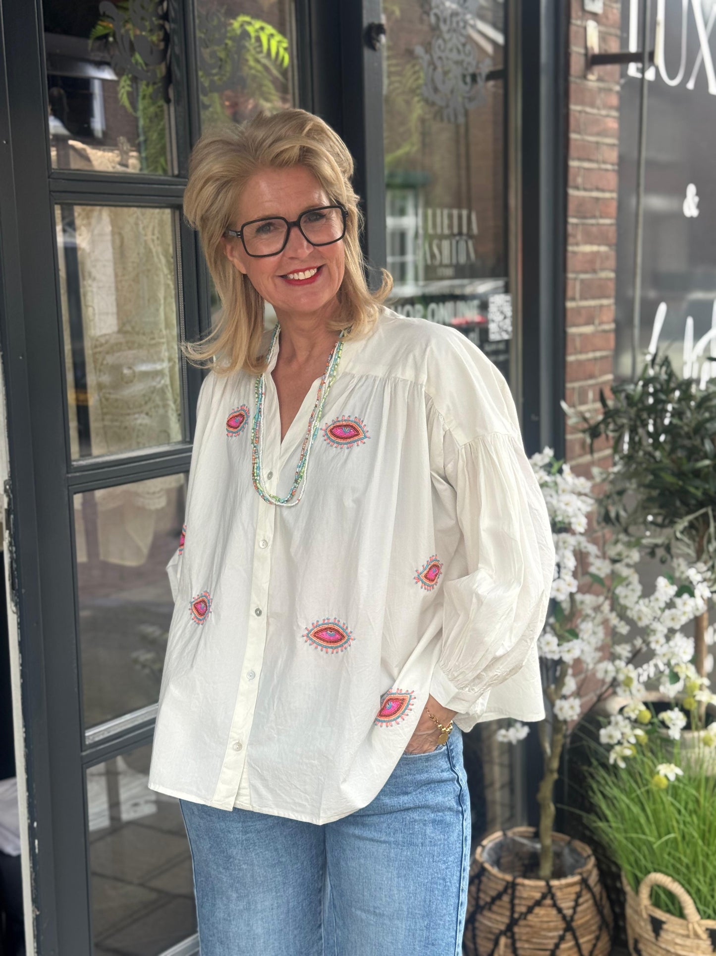 Blouse Boho Eye/ wit