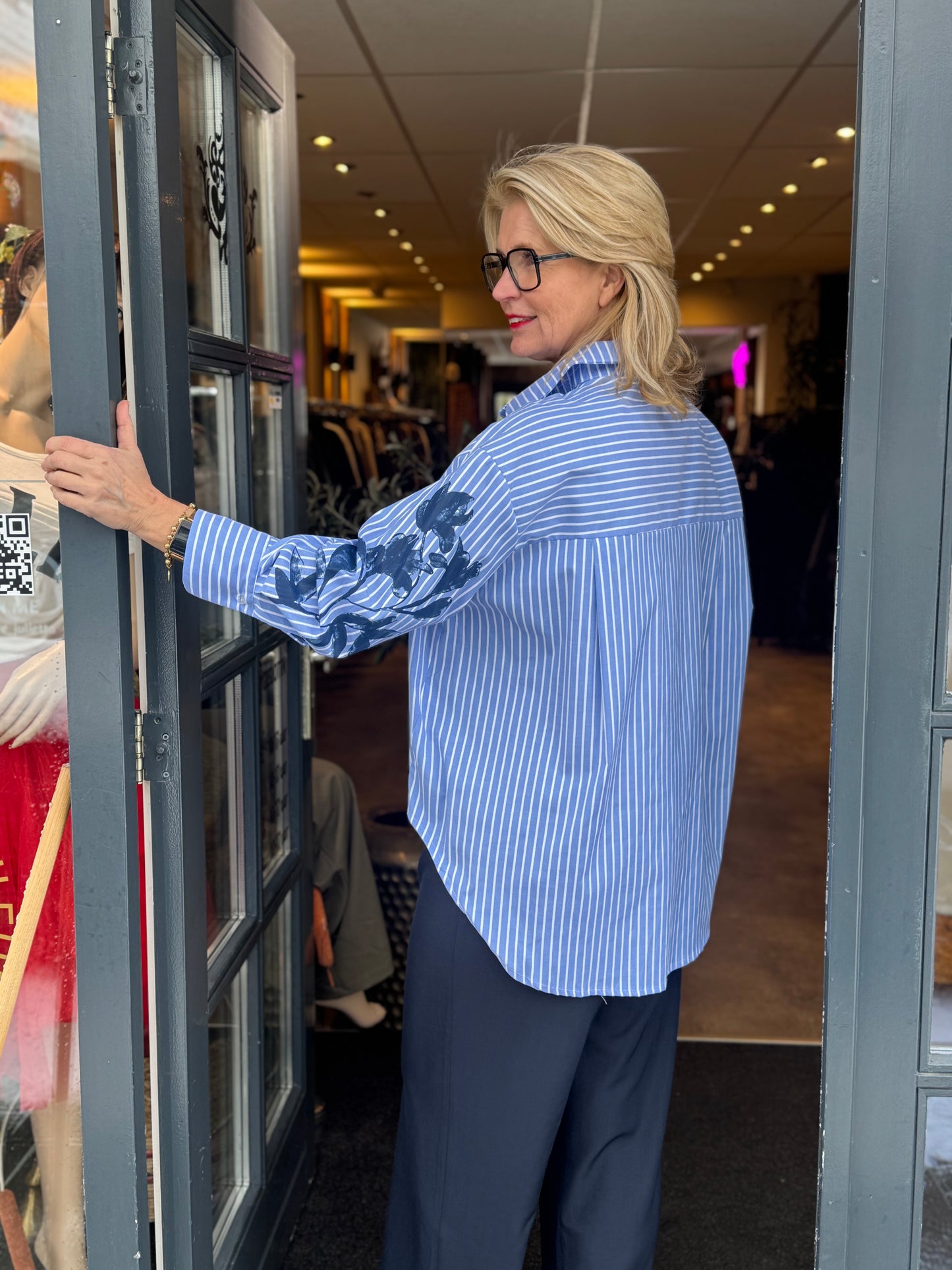 Blouse ZO stripe/ L Blauw