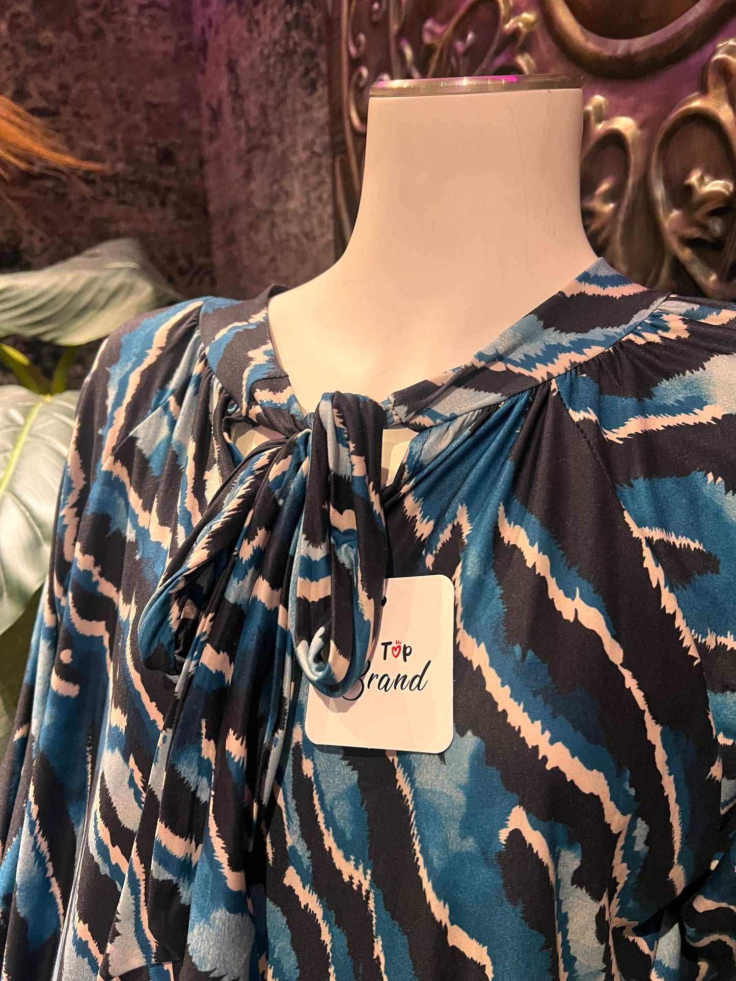 Blouse print / turquoise