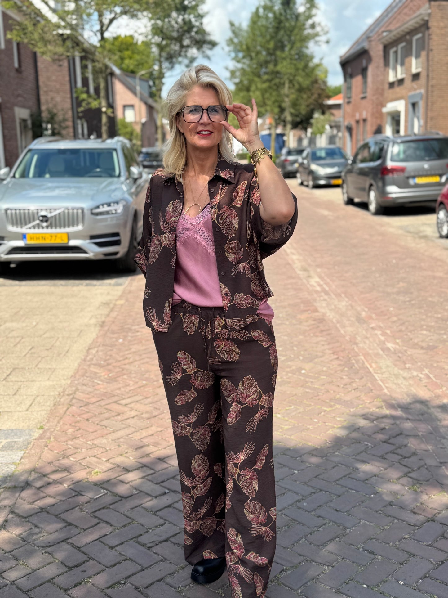 2-Delig set Tropen-Chic / Bruin