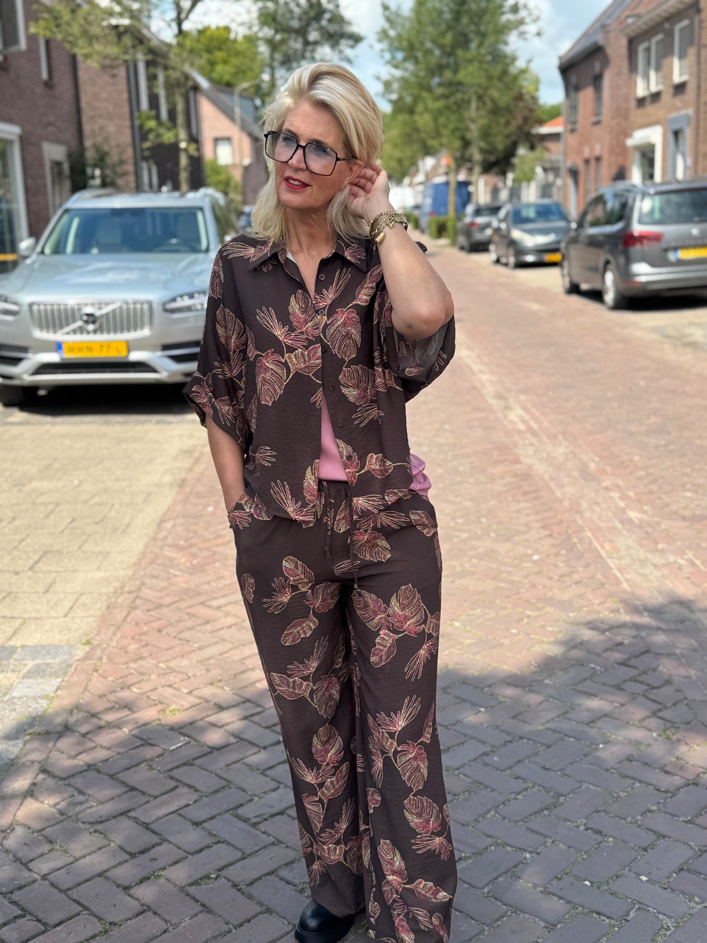 2-Delig set Tropen-Chic / Bruin