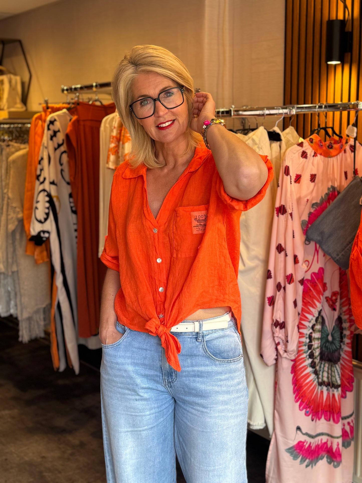 Blouse Linnen / Orange