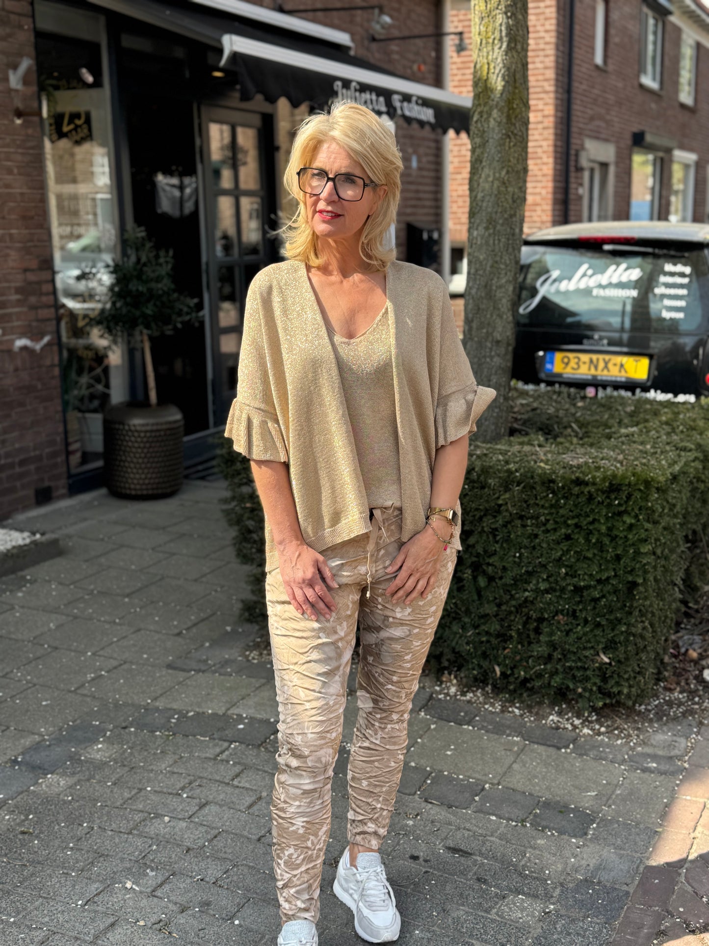 Broek Gold print /comphy
