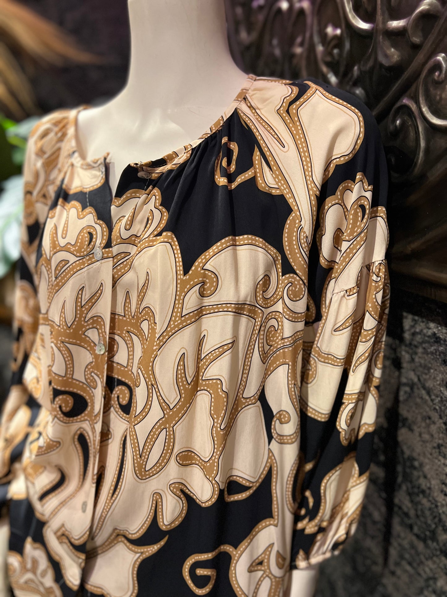 Blouse print / zwart