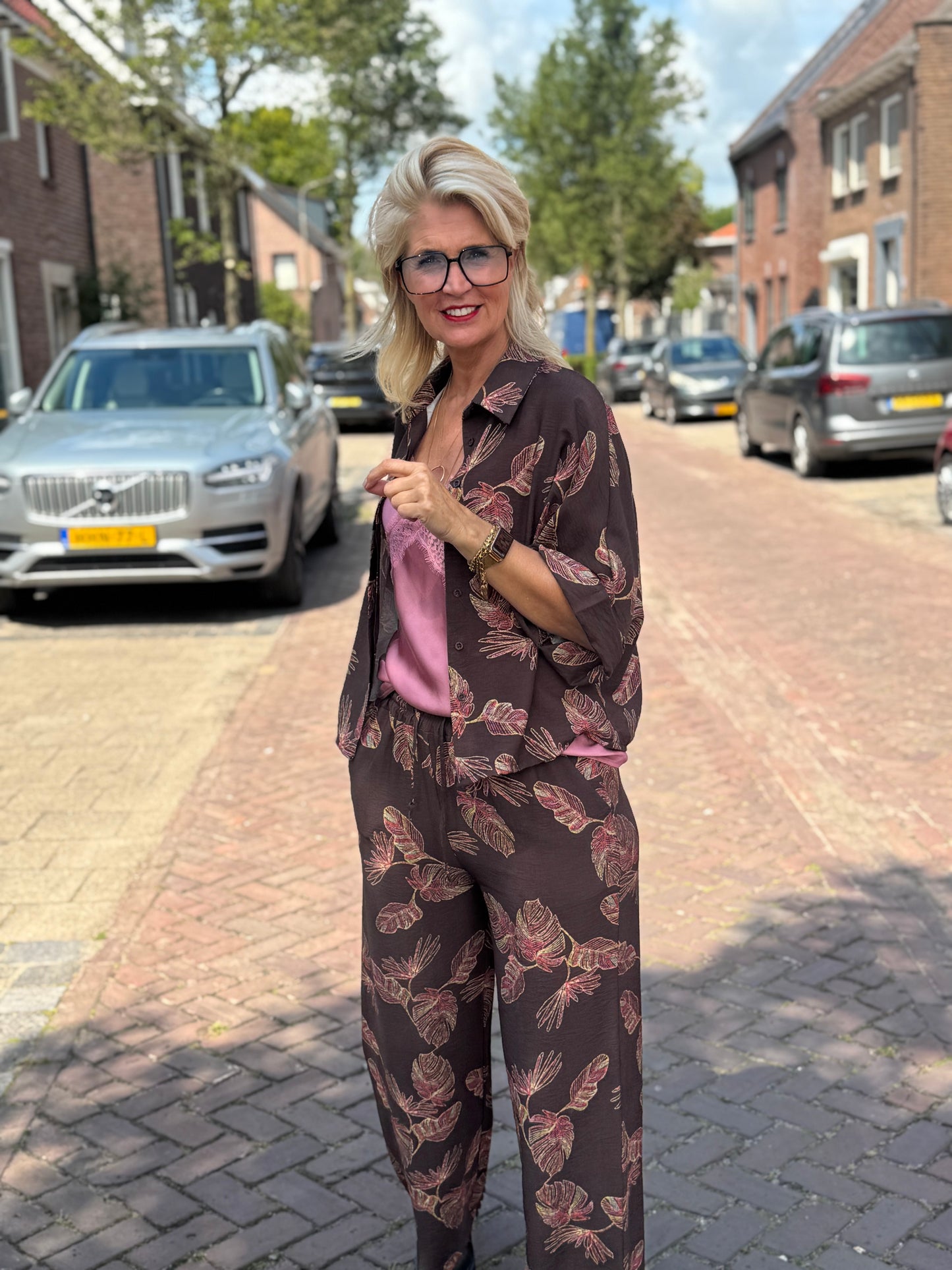 2-Delig set Tropen-Chic / Bruin