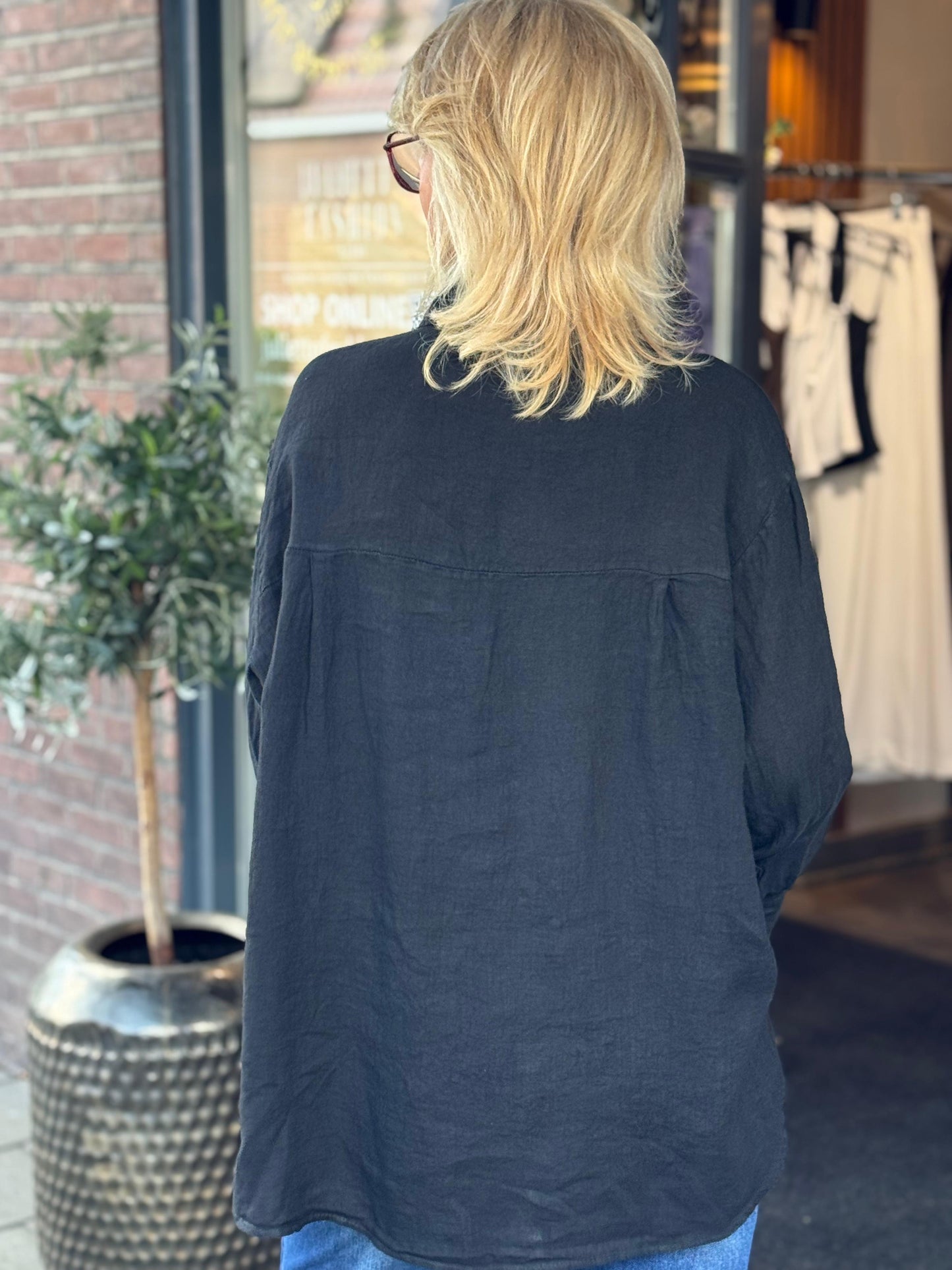 Blouse Linnen Byoux/ zwart