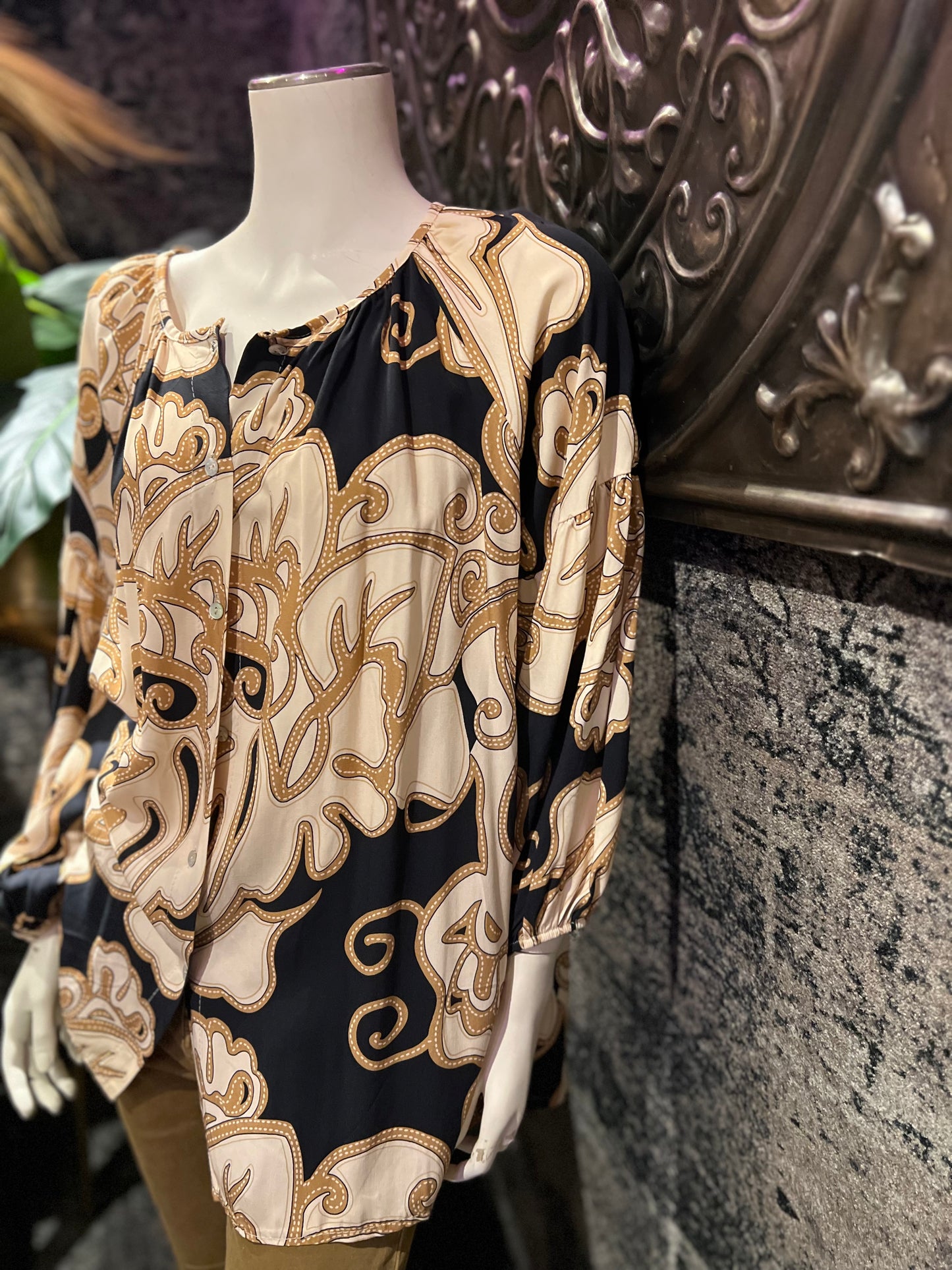 Blouse print / zwart