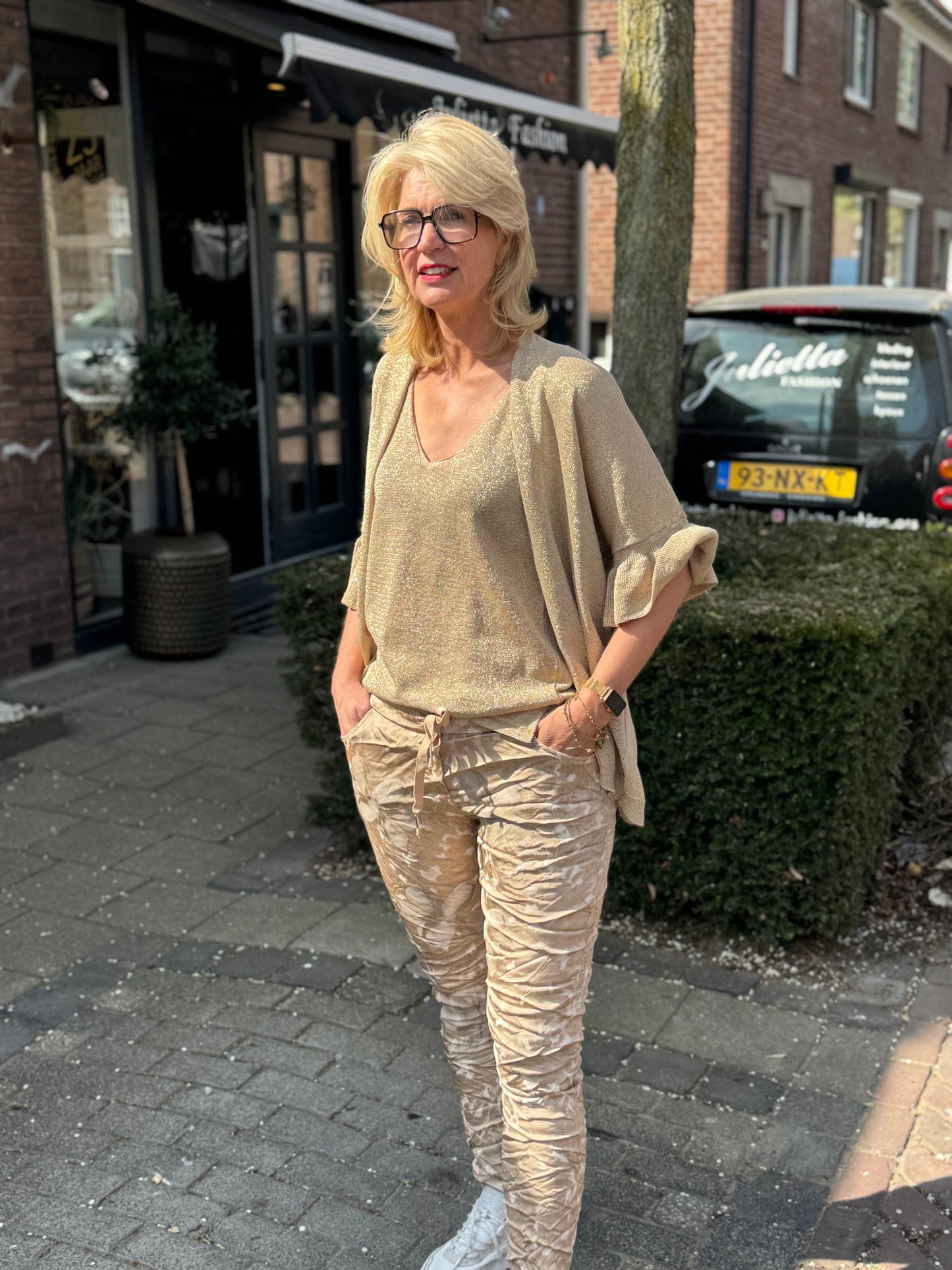 Broek Gold print /comphy