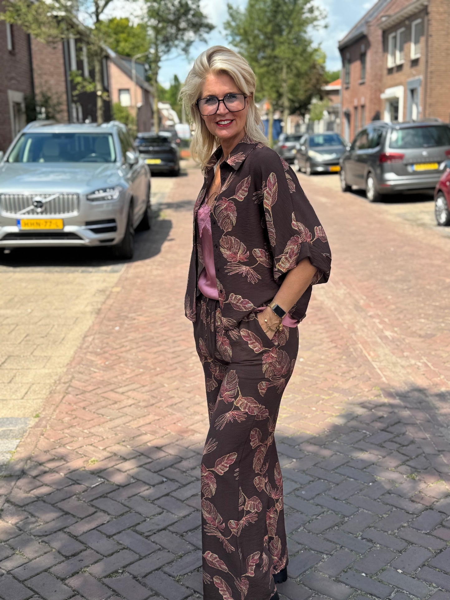 2-Delig set Tropen-Chic / Bruin