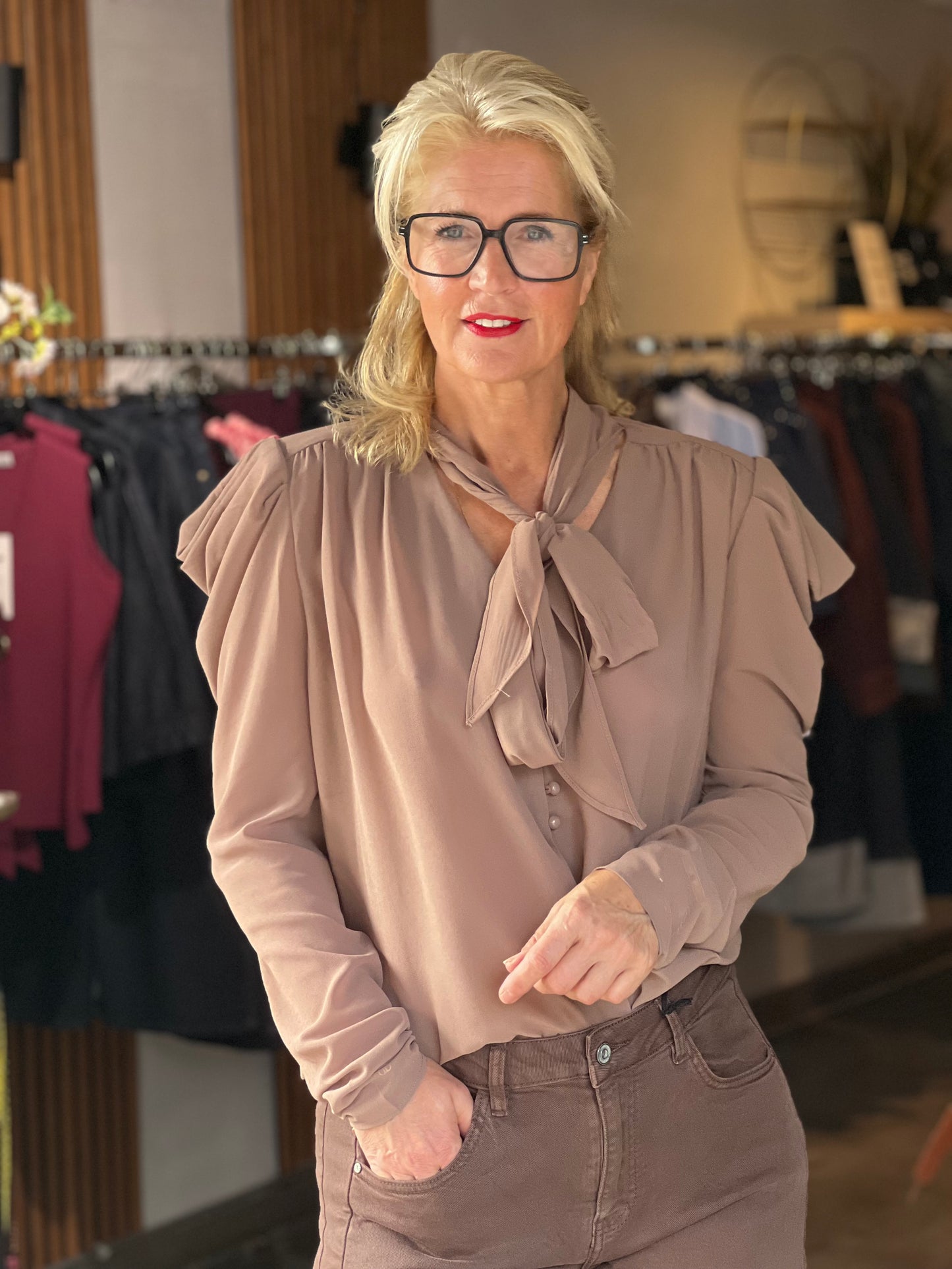 Blouse Bow/ Taupe
