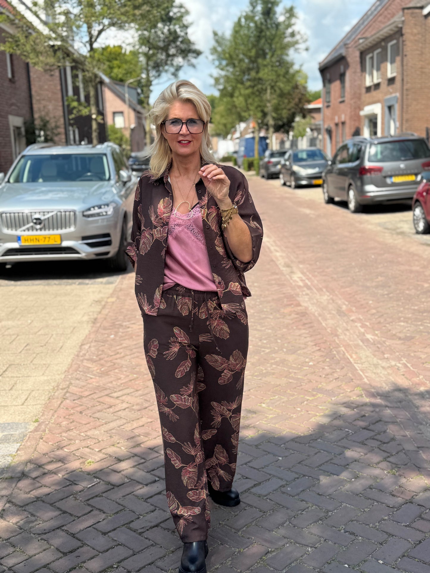 2-Delig set Tropen-Chic / Bruin