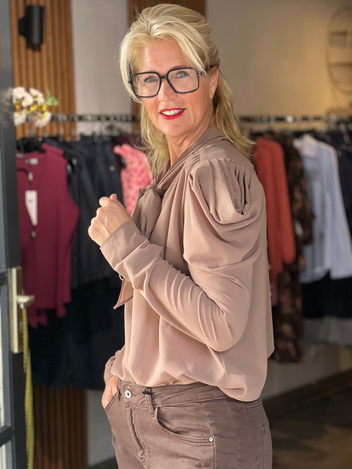 Blouse Bow/ Taupe