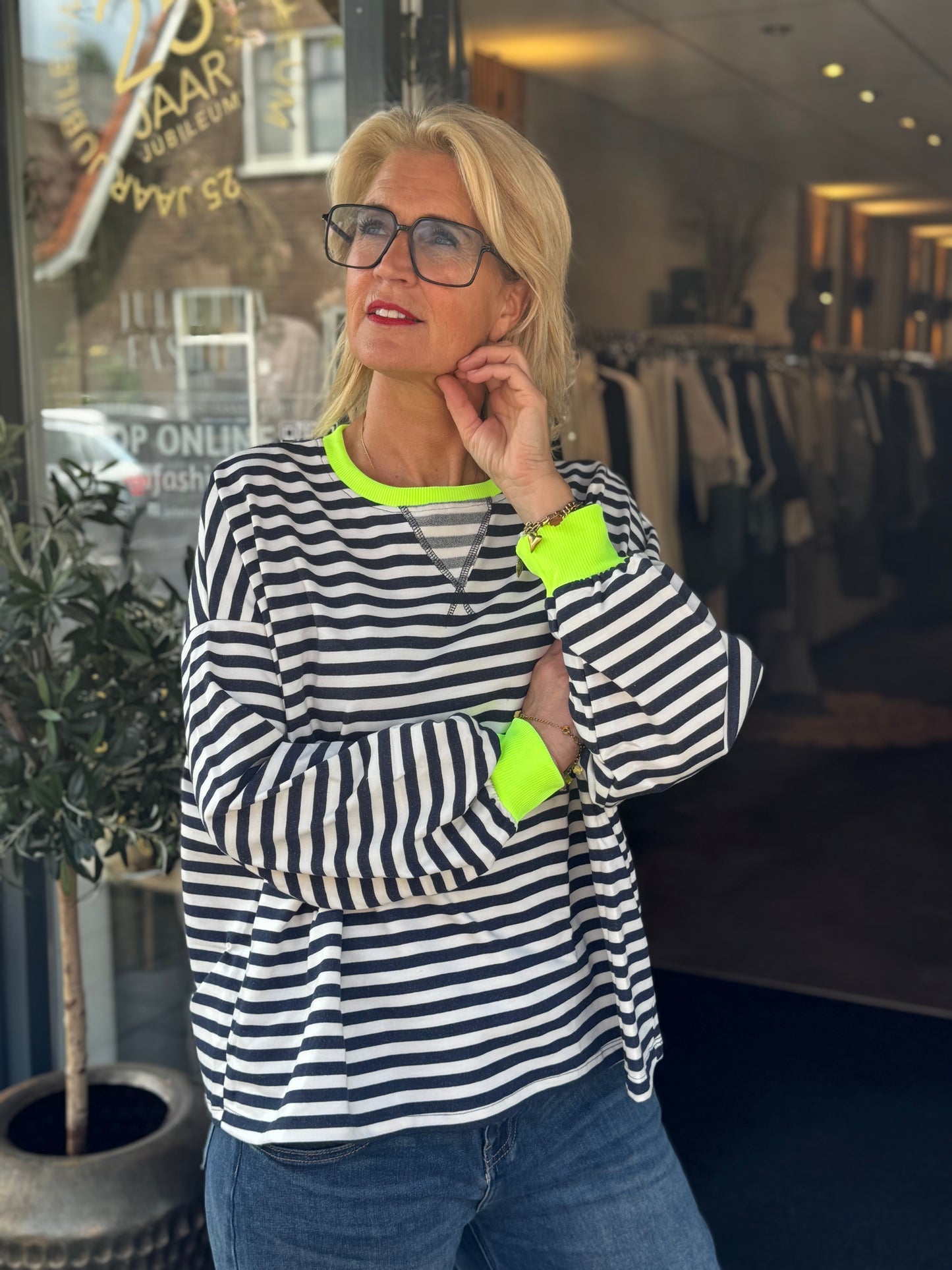 Sweater Stripe/ Blauw