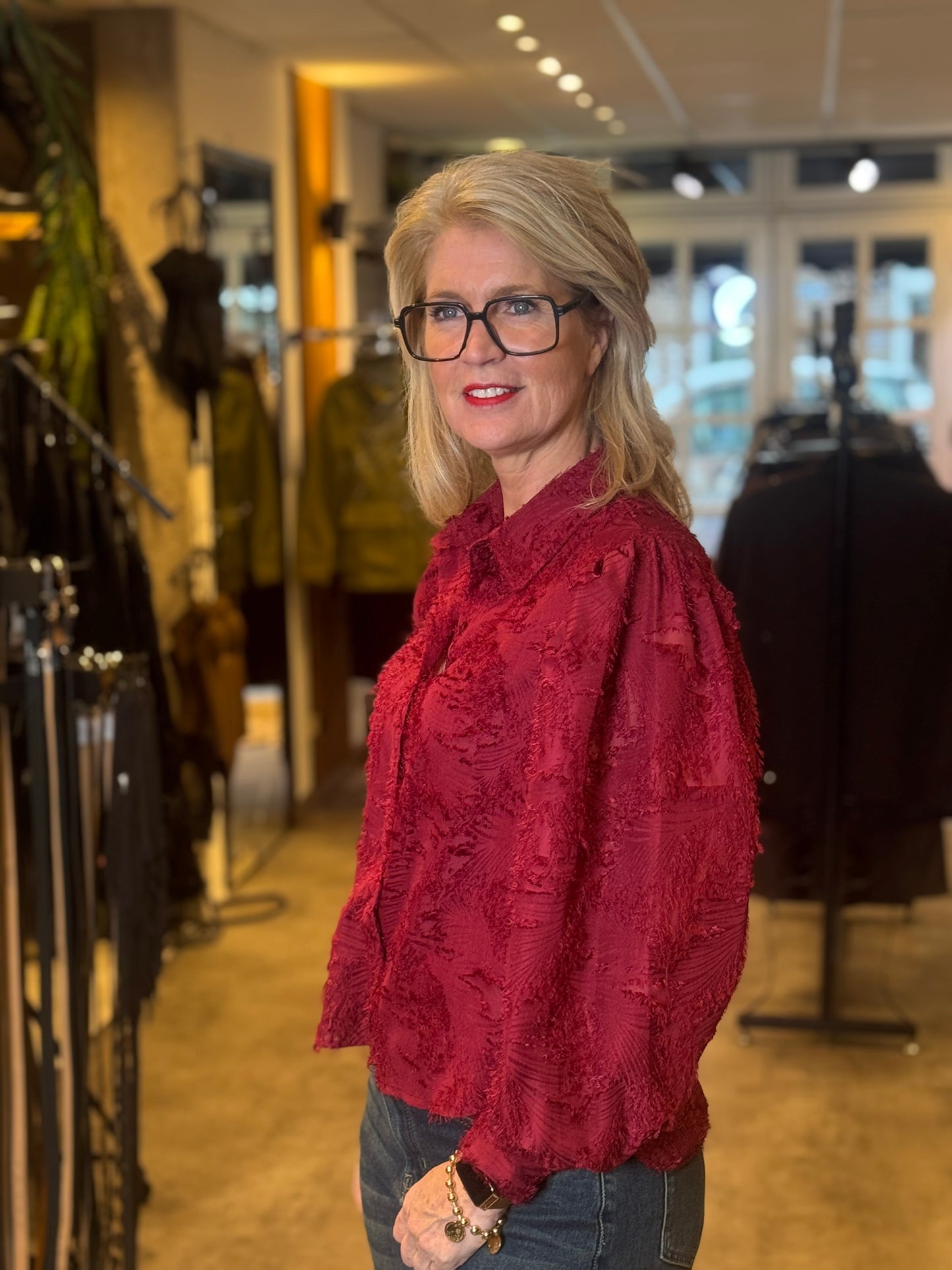 Blouse Azzurro/ Wijn Rood