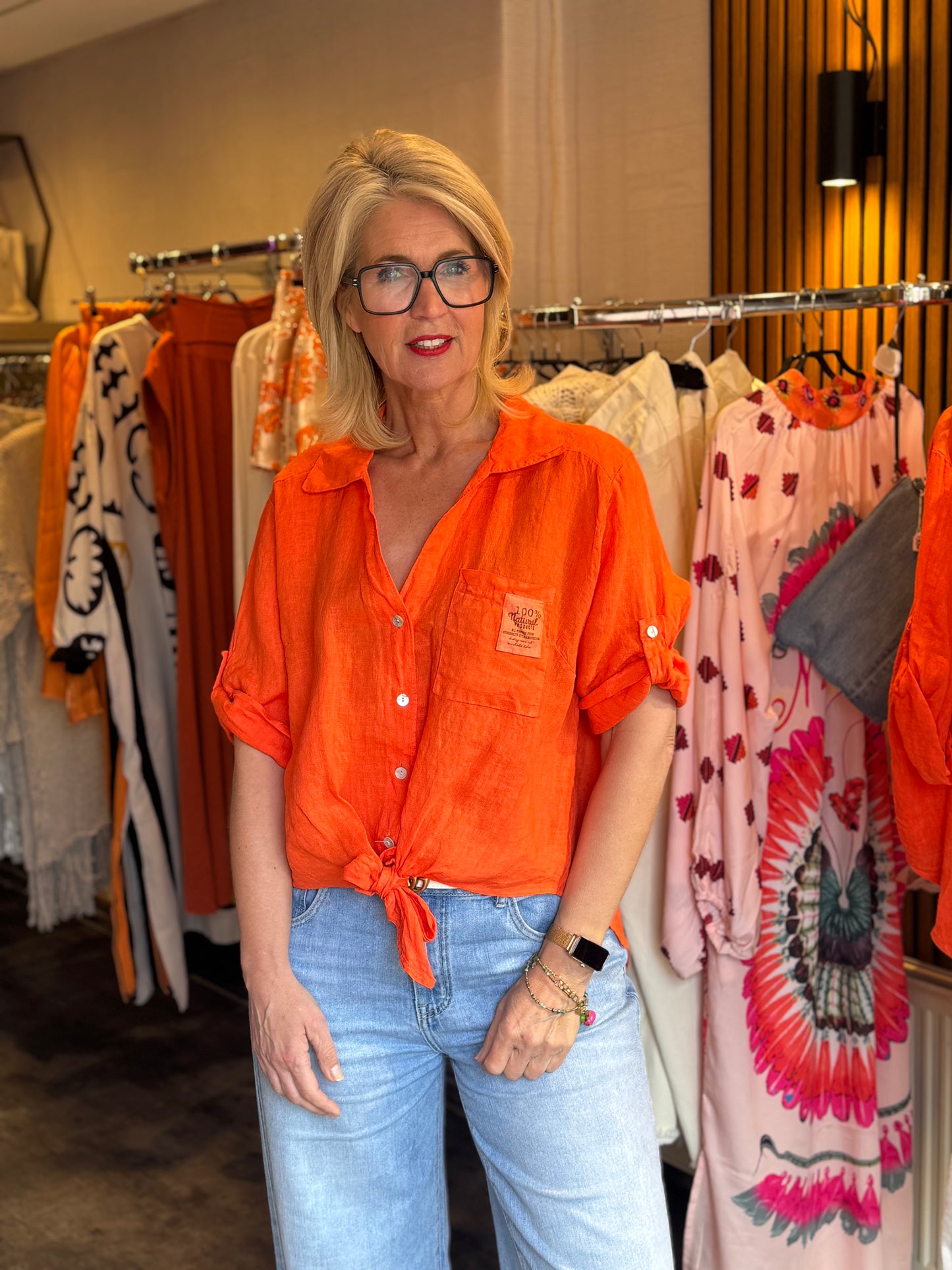 Blouse Linnen / Orange