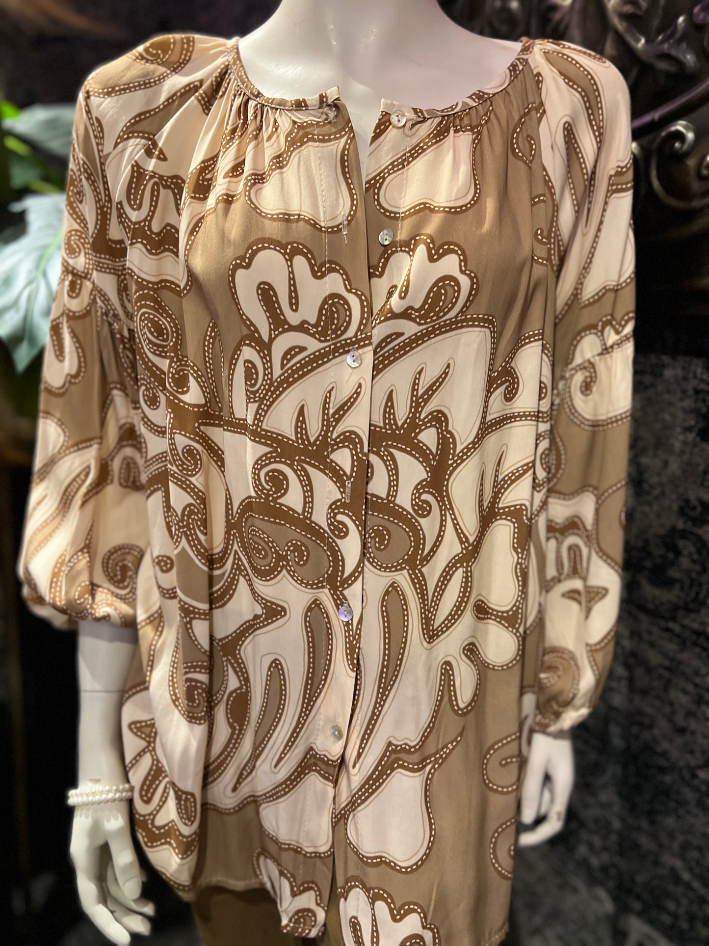 Blouse print/ beige