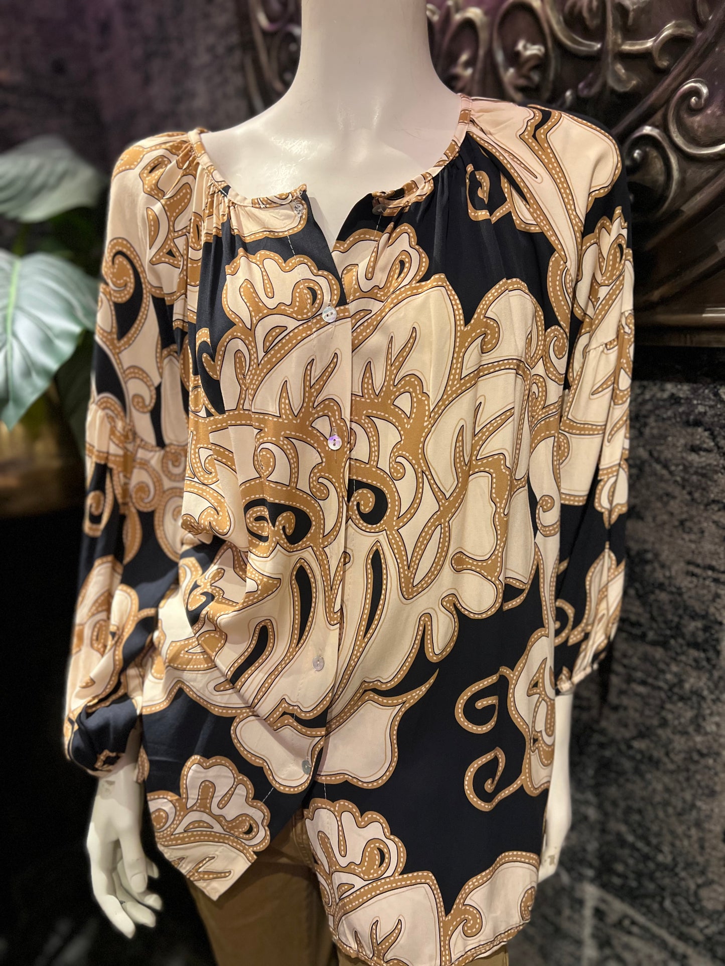 Blouse print / zwart