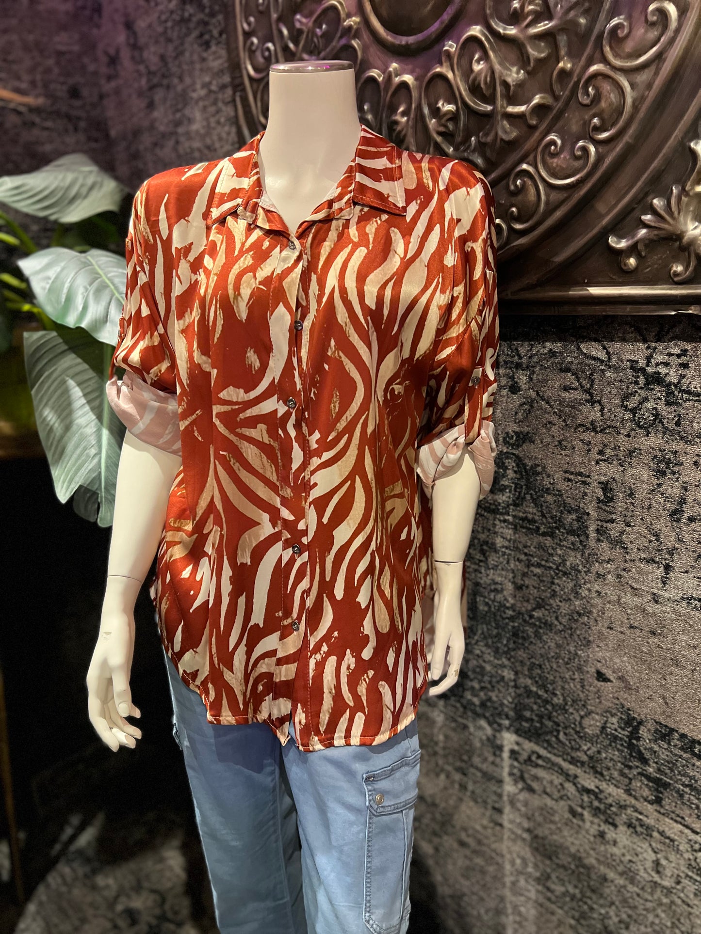 Blouse Red / print