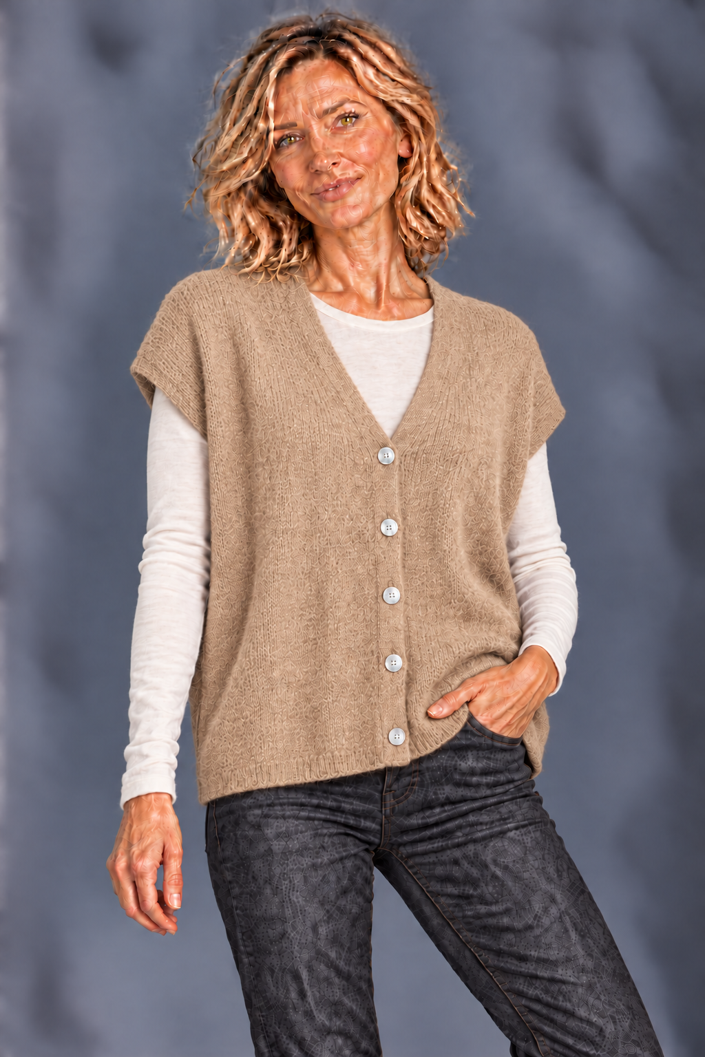 Mouwloos Vest/ Beige