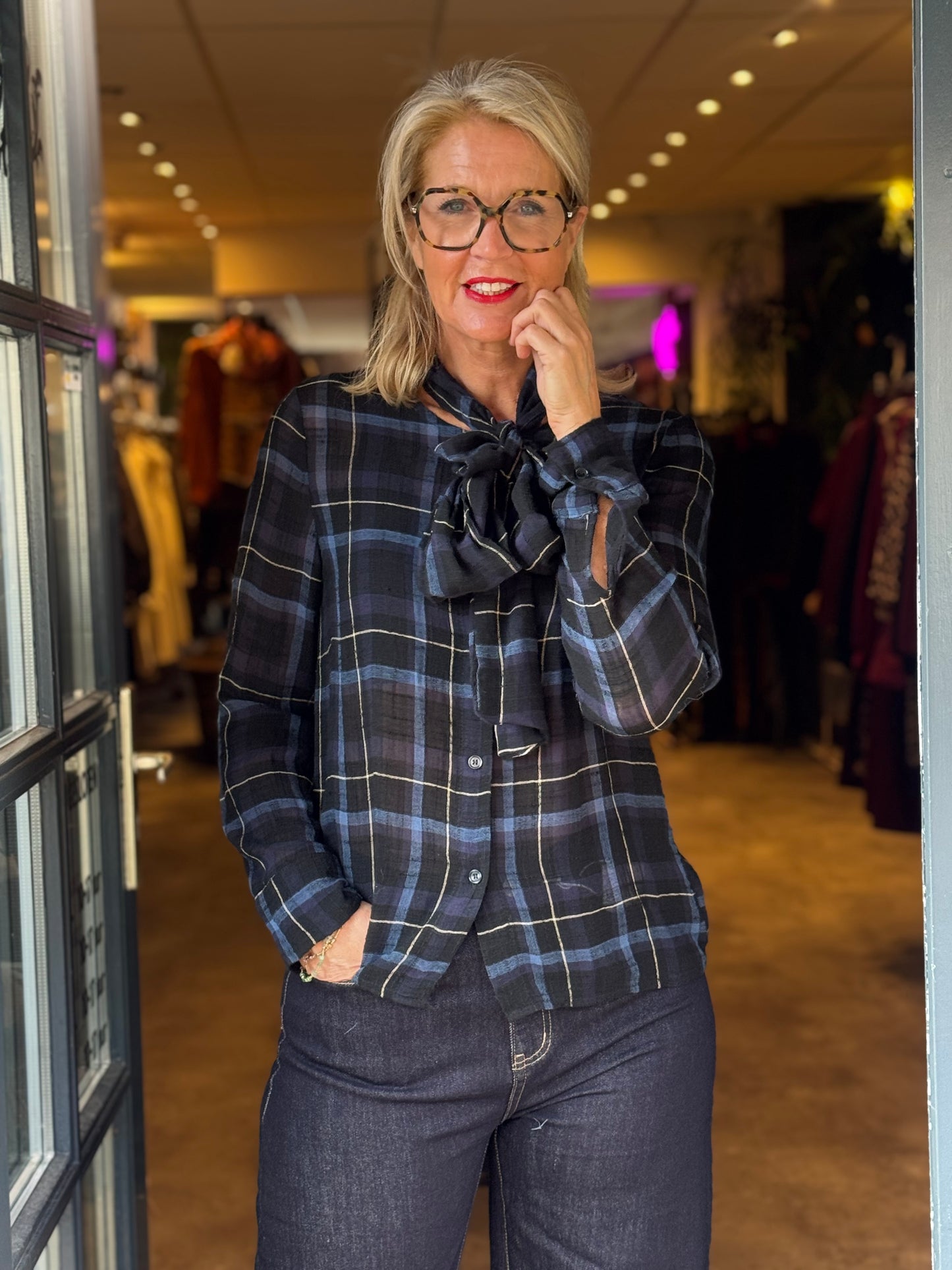 Blouse Charme / blauw-zwart