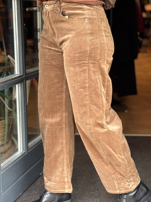 Broek Rib Barrel/ Zand