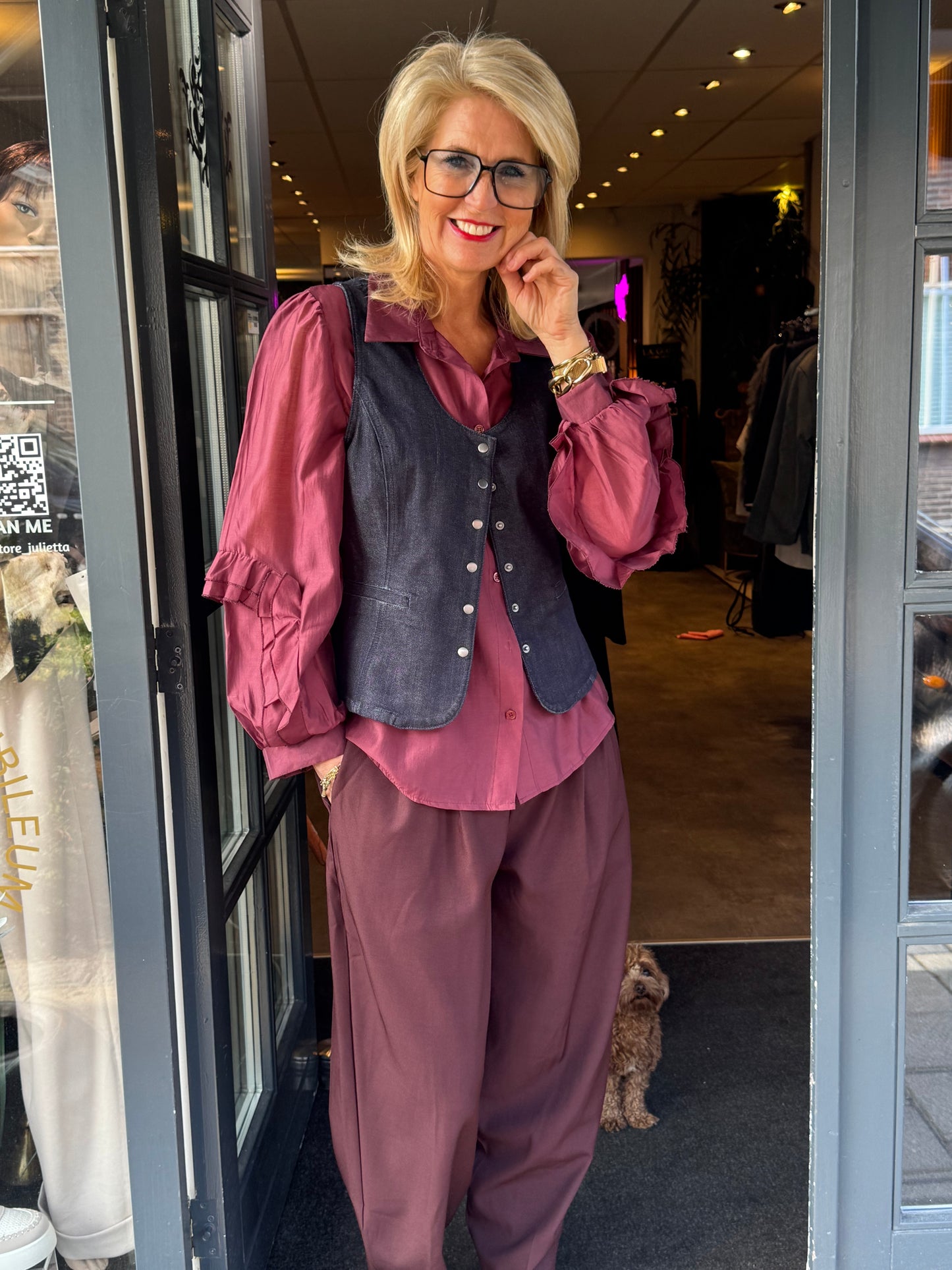 Pantalon Barrel Chic/ Aubergine