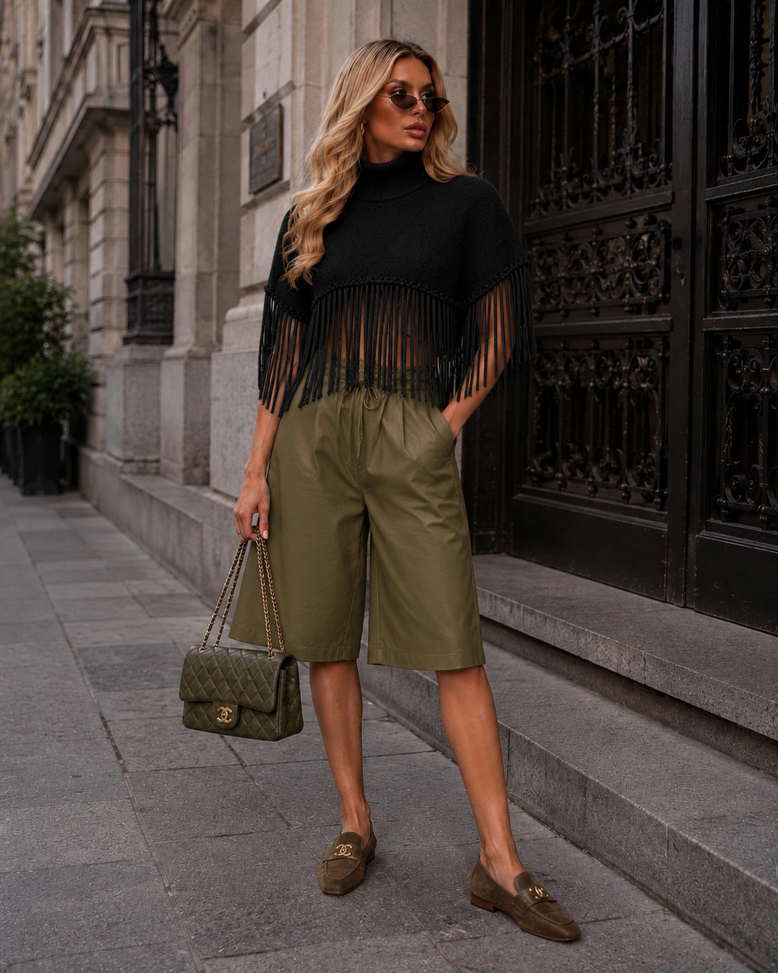 Poncho Fringle/ zwart