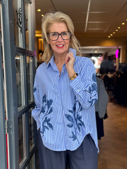 Blouse ZO stripe/ L Blauw