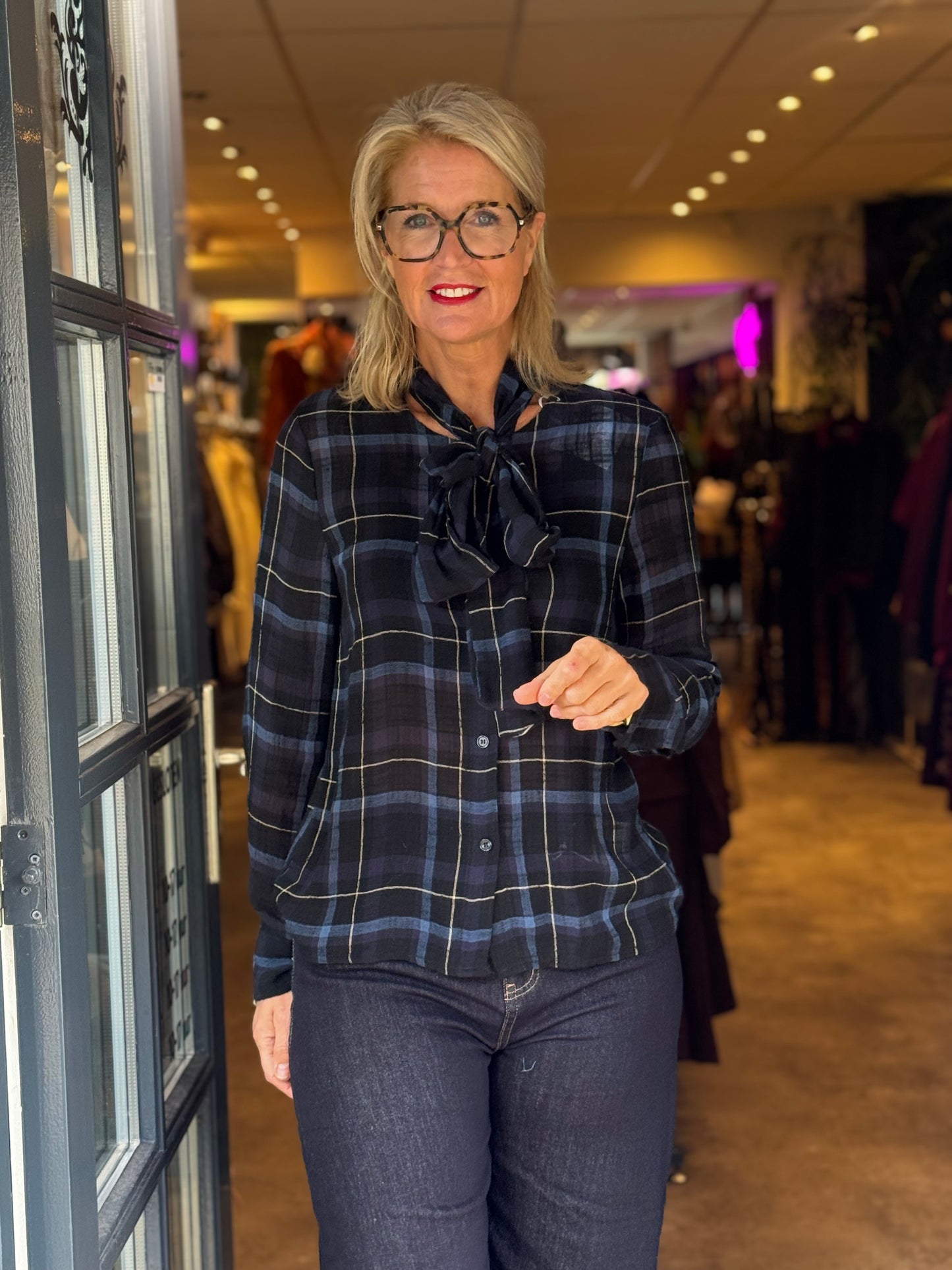 Blouse Charme / blauw-zwart