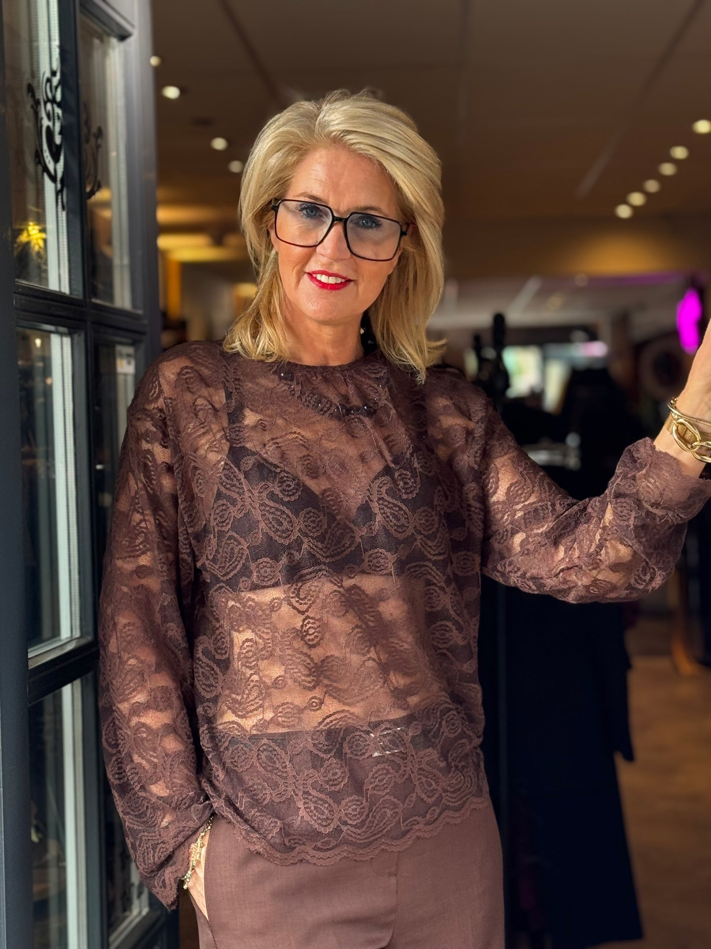 Shirt Lace Wide/ Bruin