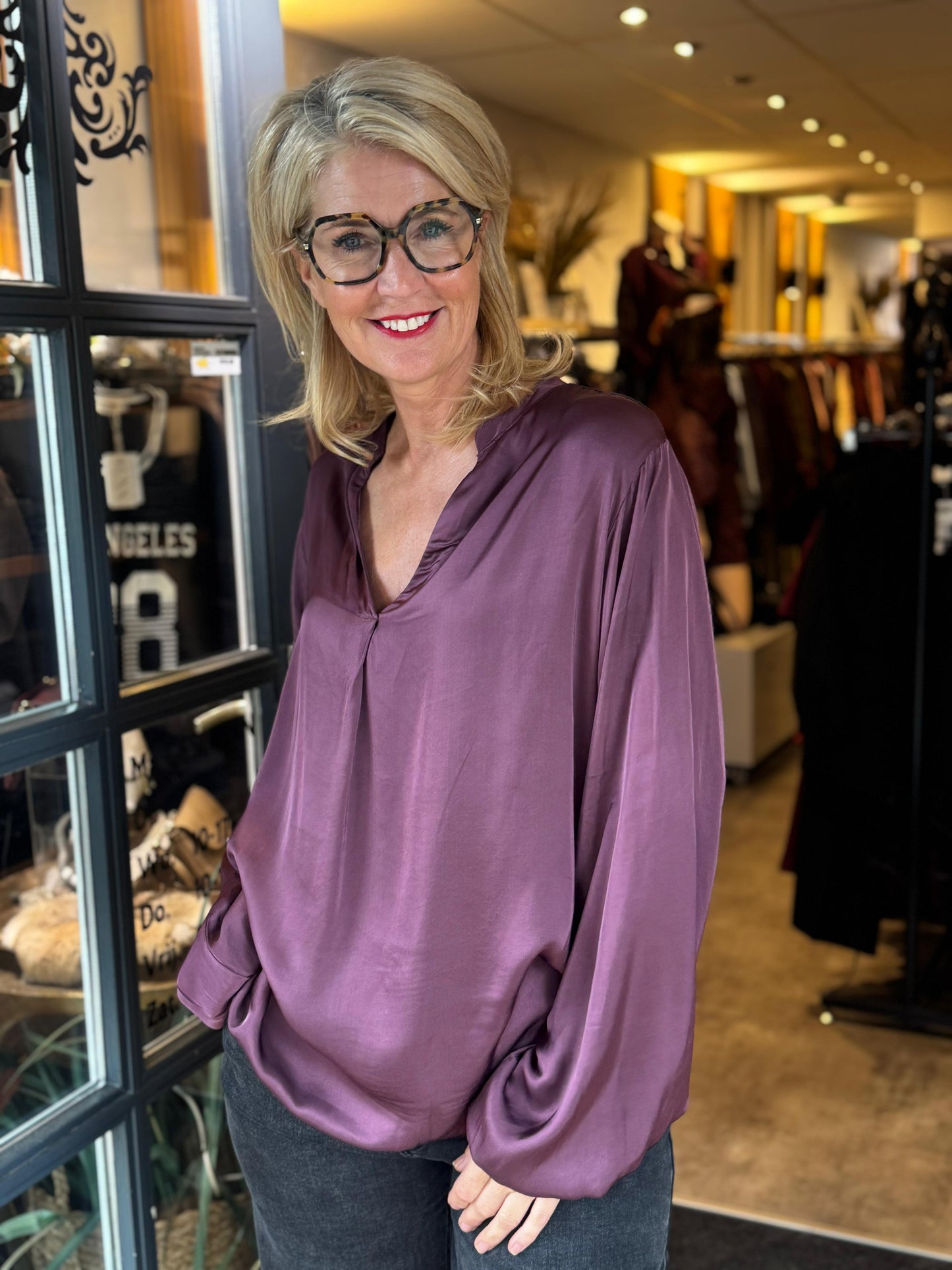 Blouse Silk/ Aubergine