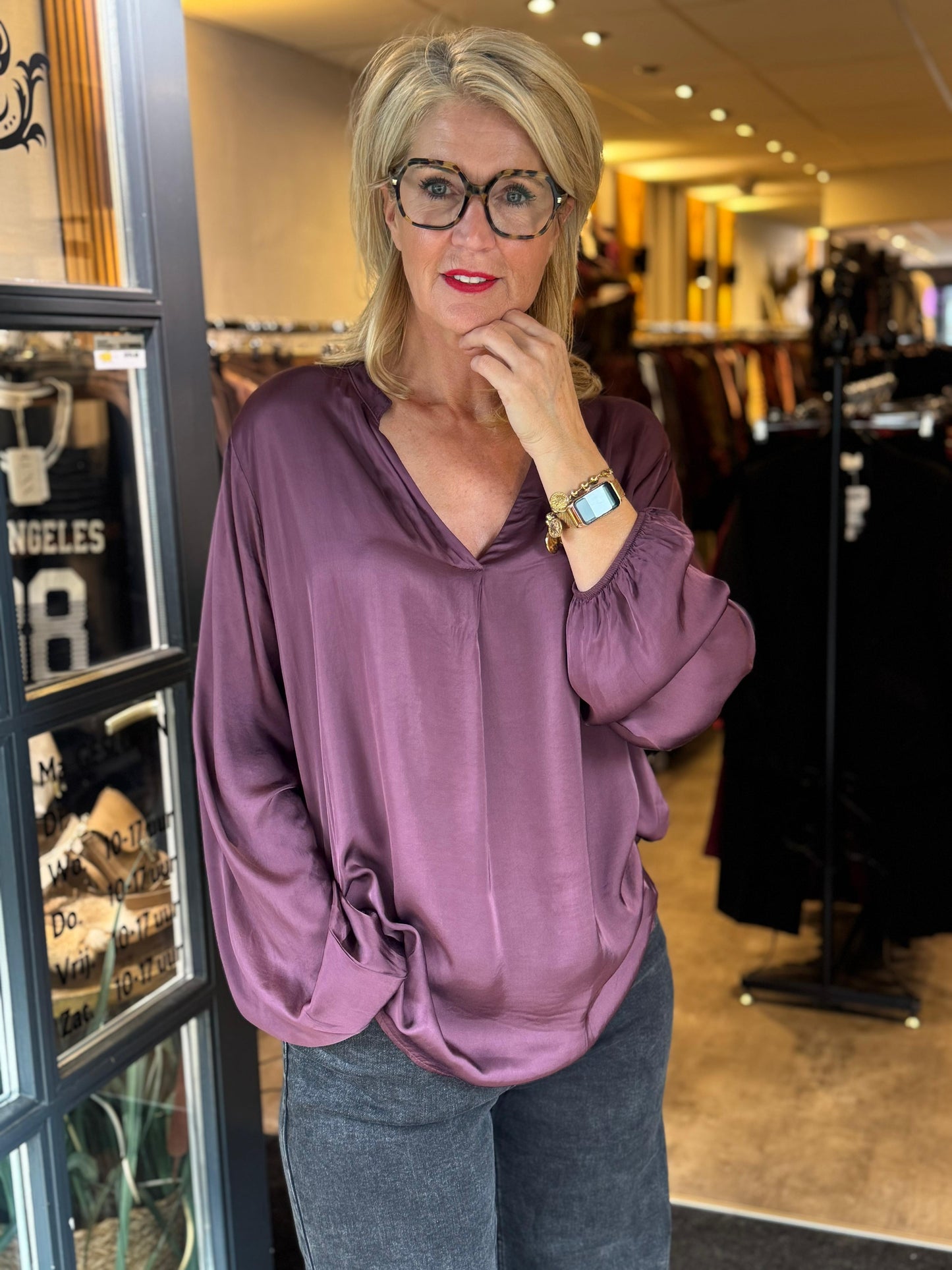 Blouse Silk/ Aubergine