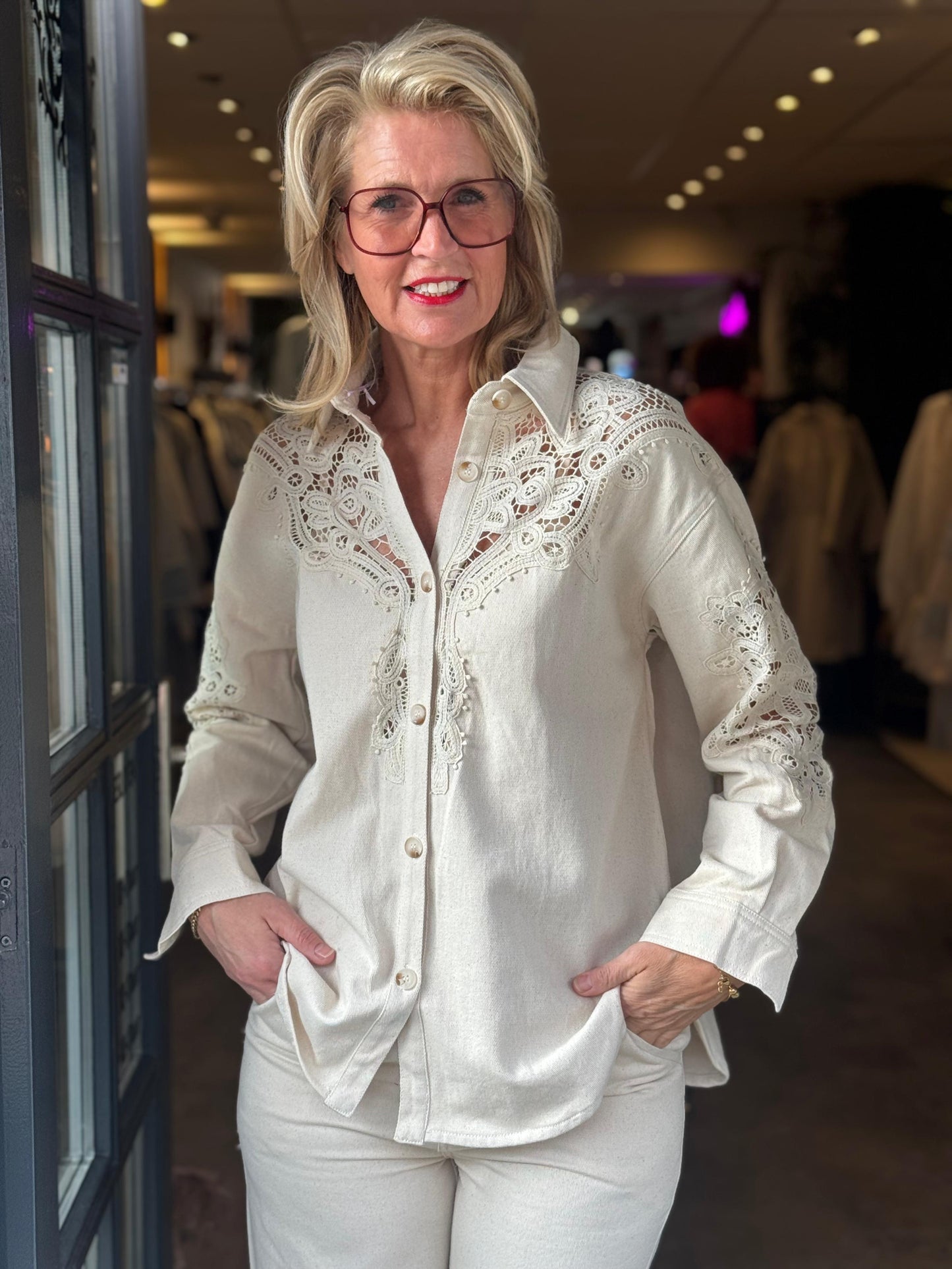 2-Delig jeans pak / crème