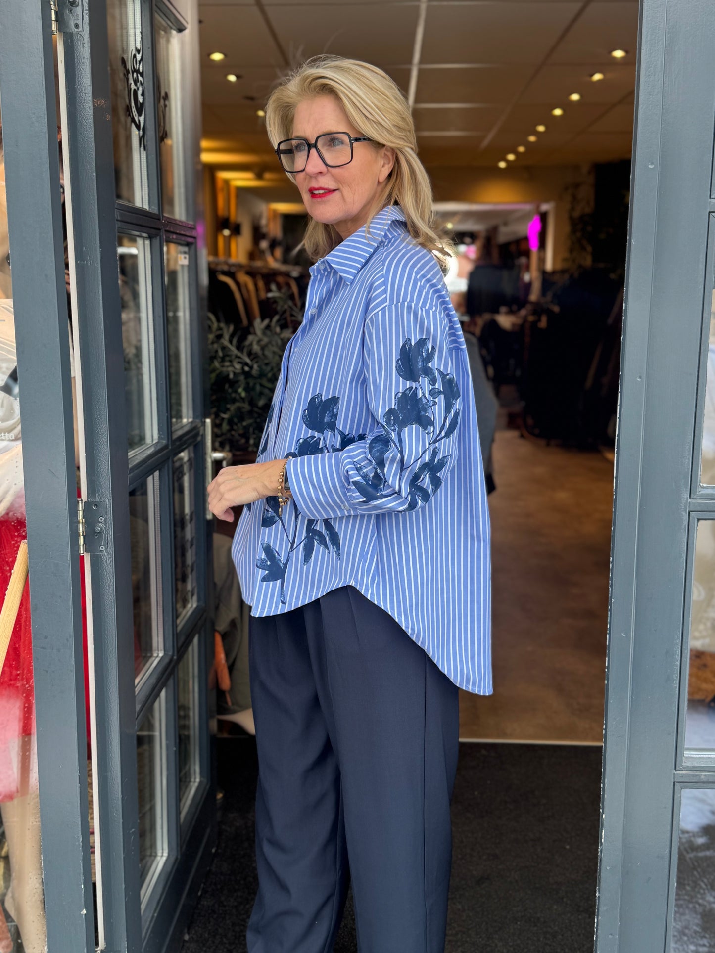 Blouse ZO stripe/ L Blauw