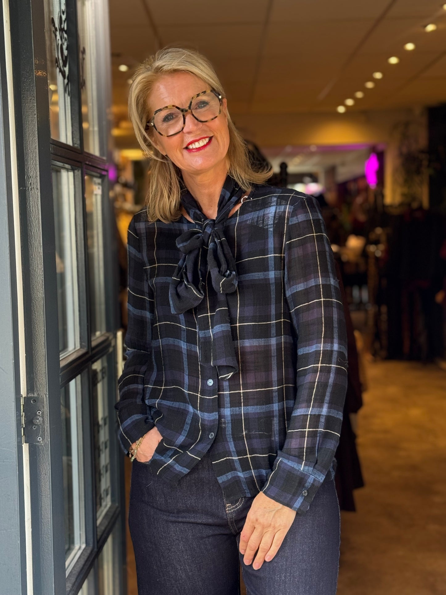 Blouse Charme / blauw-zwart