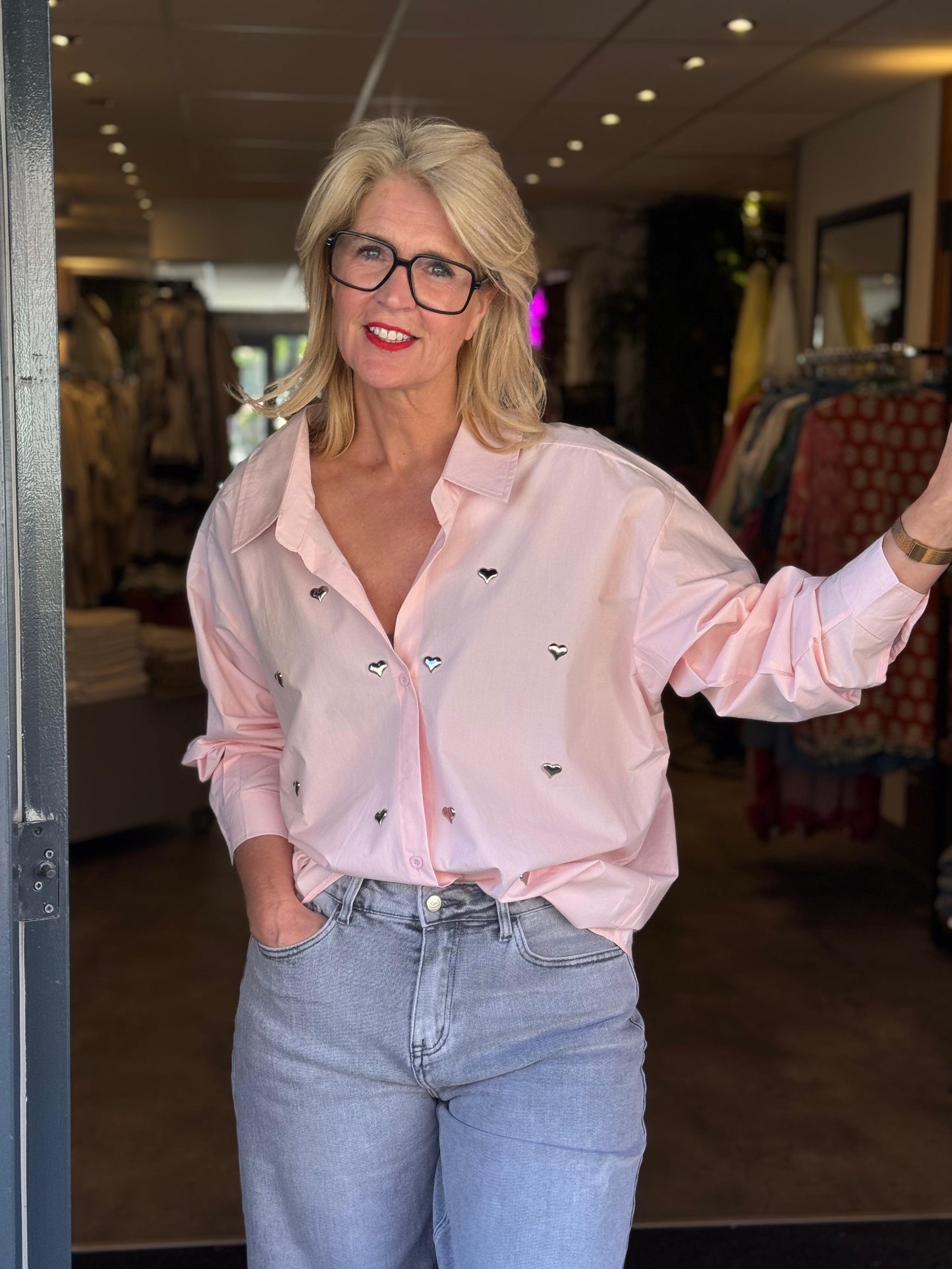 Blouse Love/ roze