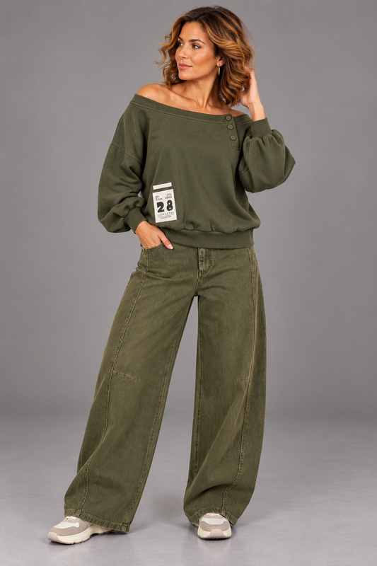 Sweater 28 offshoulder/ Army
