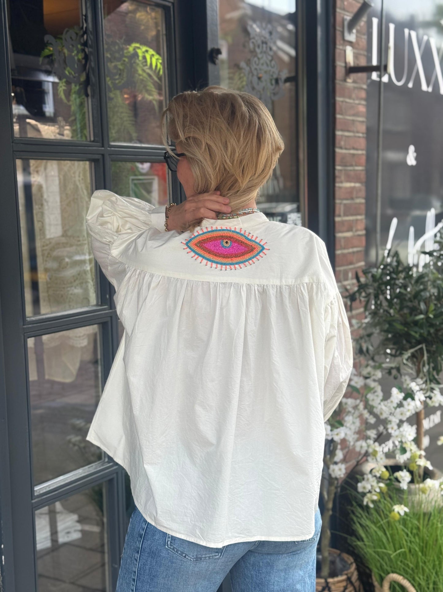 Blouse Boho Eye/ wit