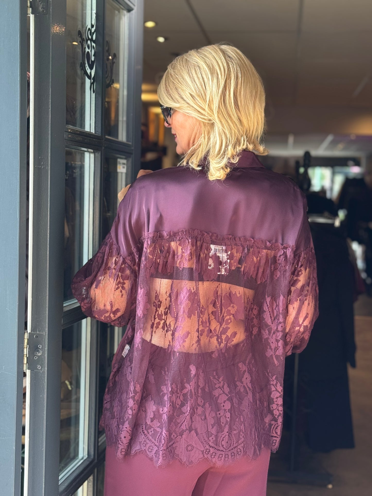 Blouse Satin Lace/ Bordeaux