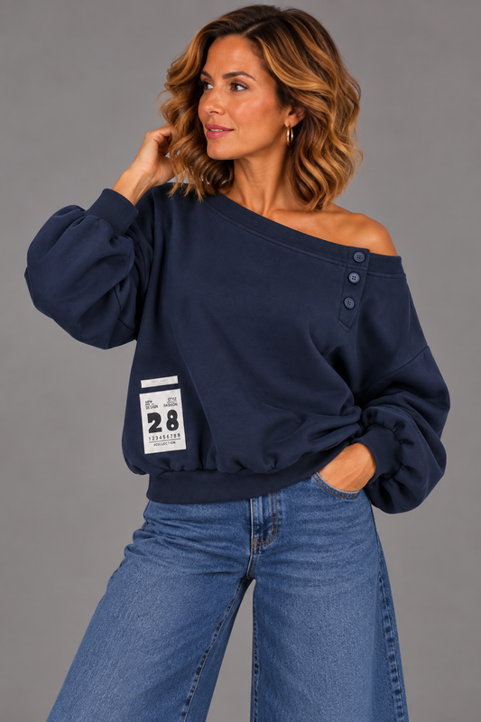 Sweater 28 offshoulder/ Blauw