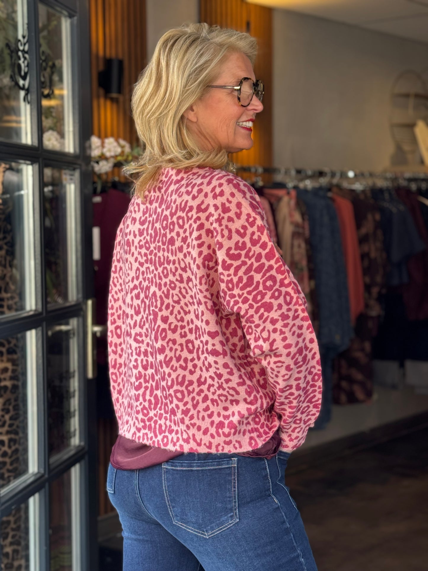 Vest Pantherd Cardigan/ Pink