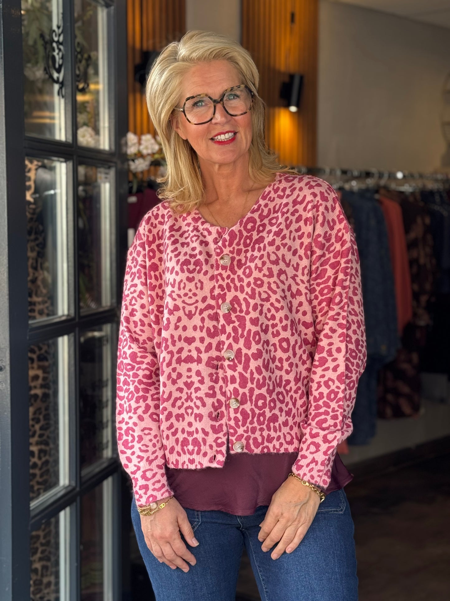 Vest Pantherd Cardigan/ Pink