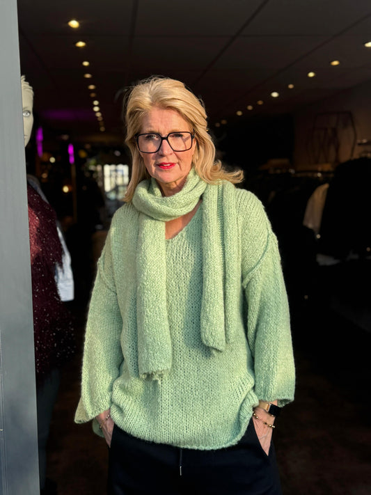 Trui Soft met Sjaal/ Mint Groen