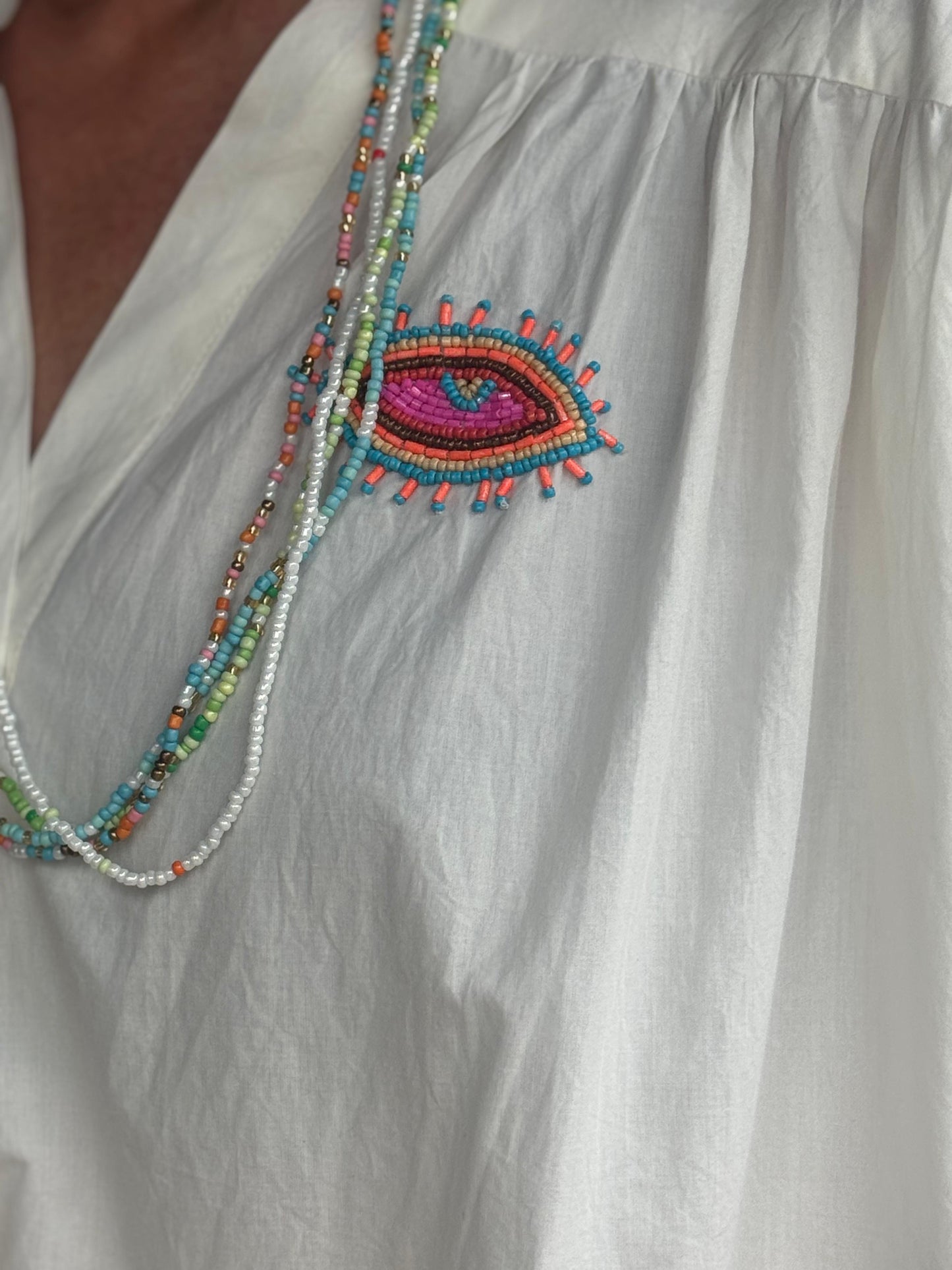 Blouse Boho Eye/ wit