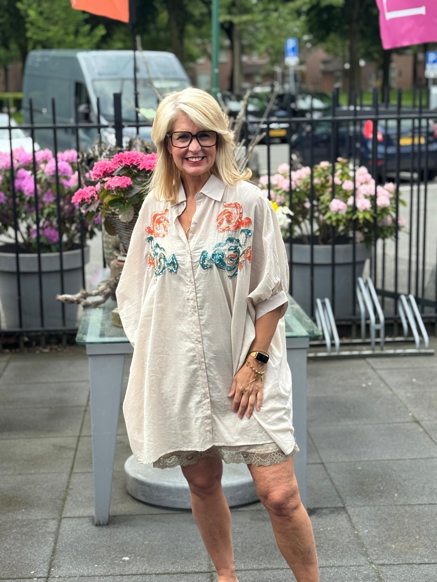 Blouse-Jurk Ash / beige