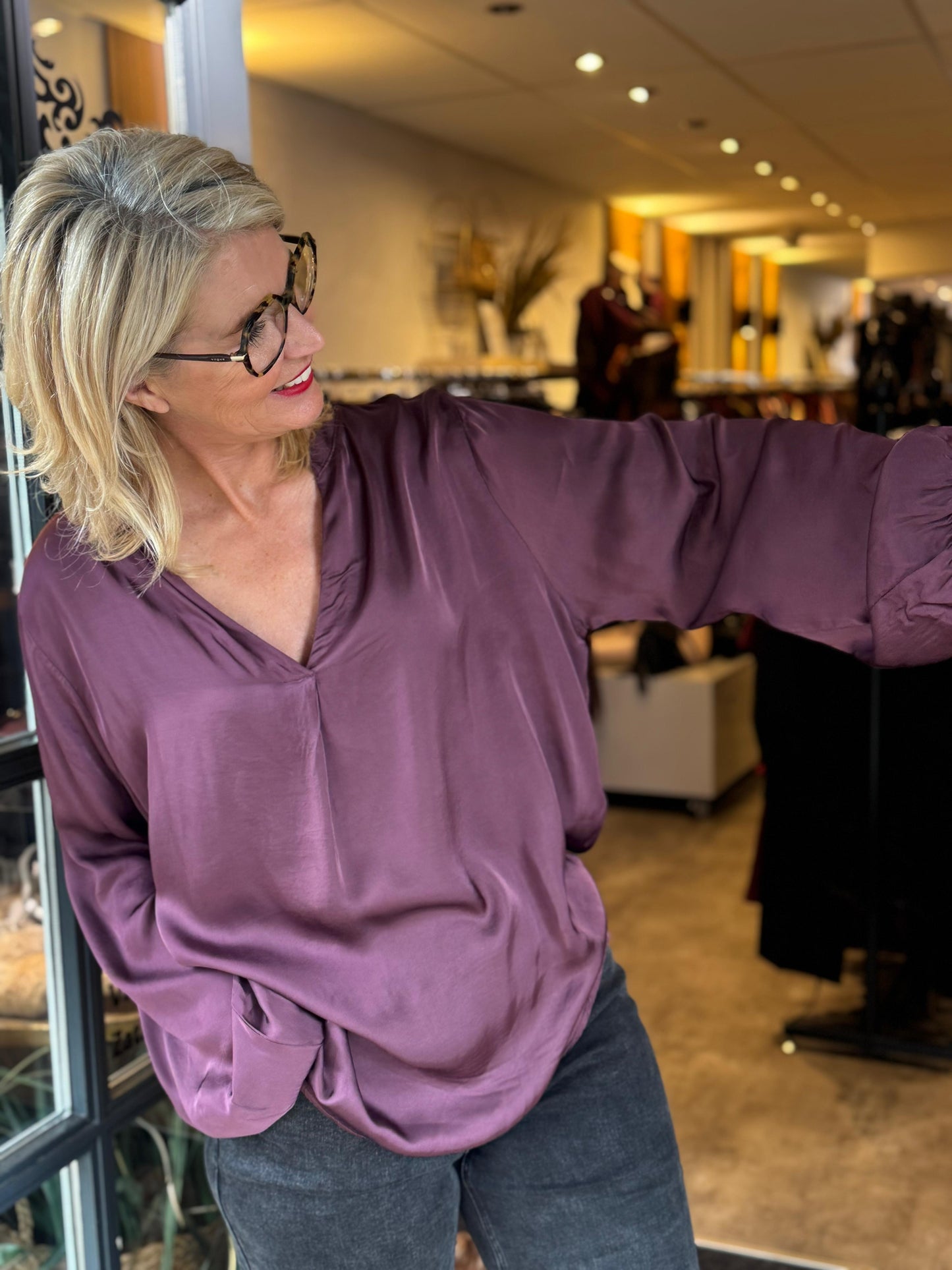 Blouse Silk/ Aubergine