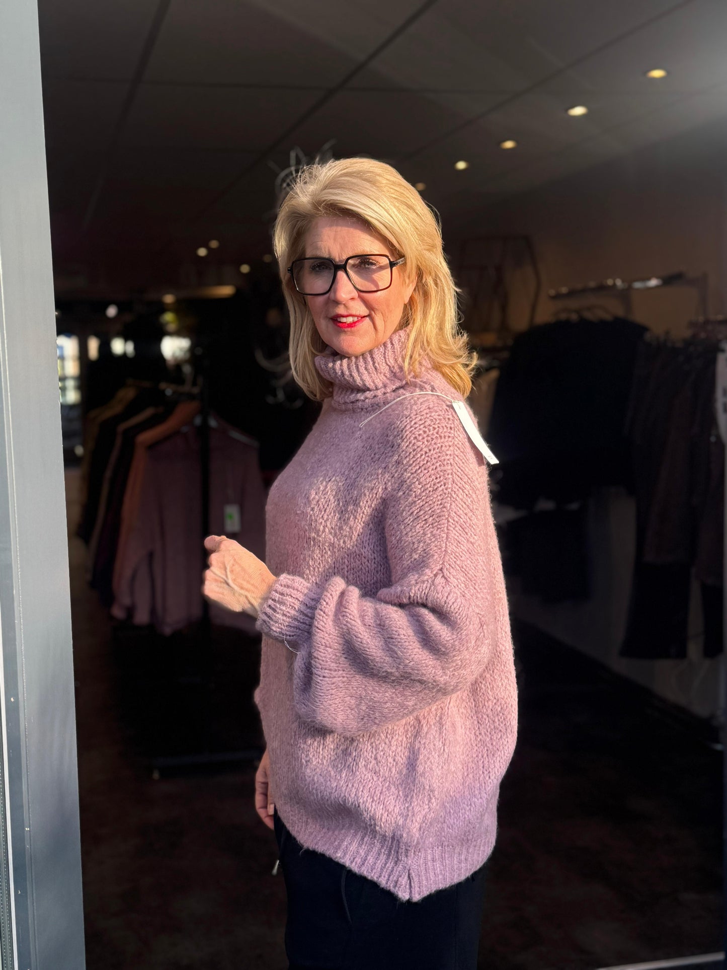 Trui Soft Col / Oud Roze