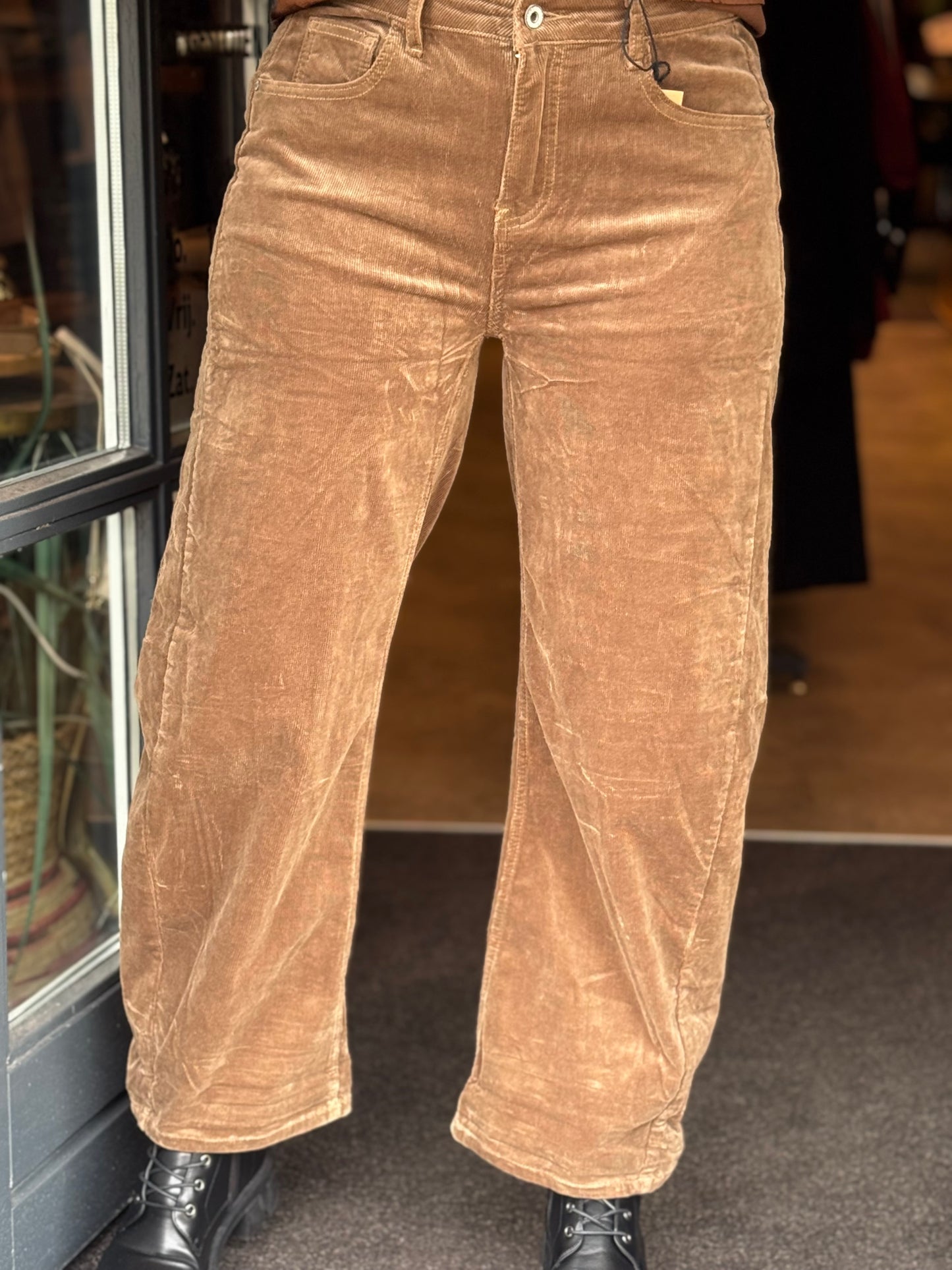 Broek Rib Barrel/ Zand