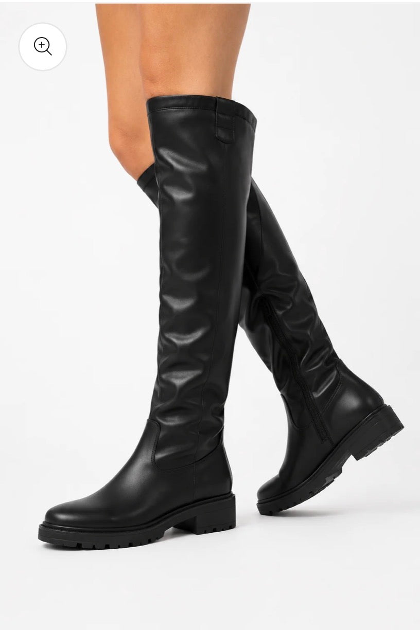 Overknee PU/ zwart