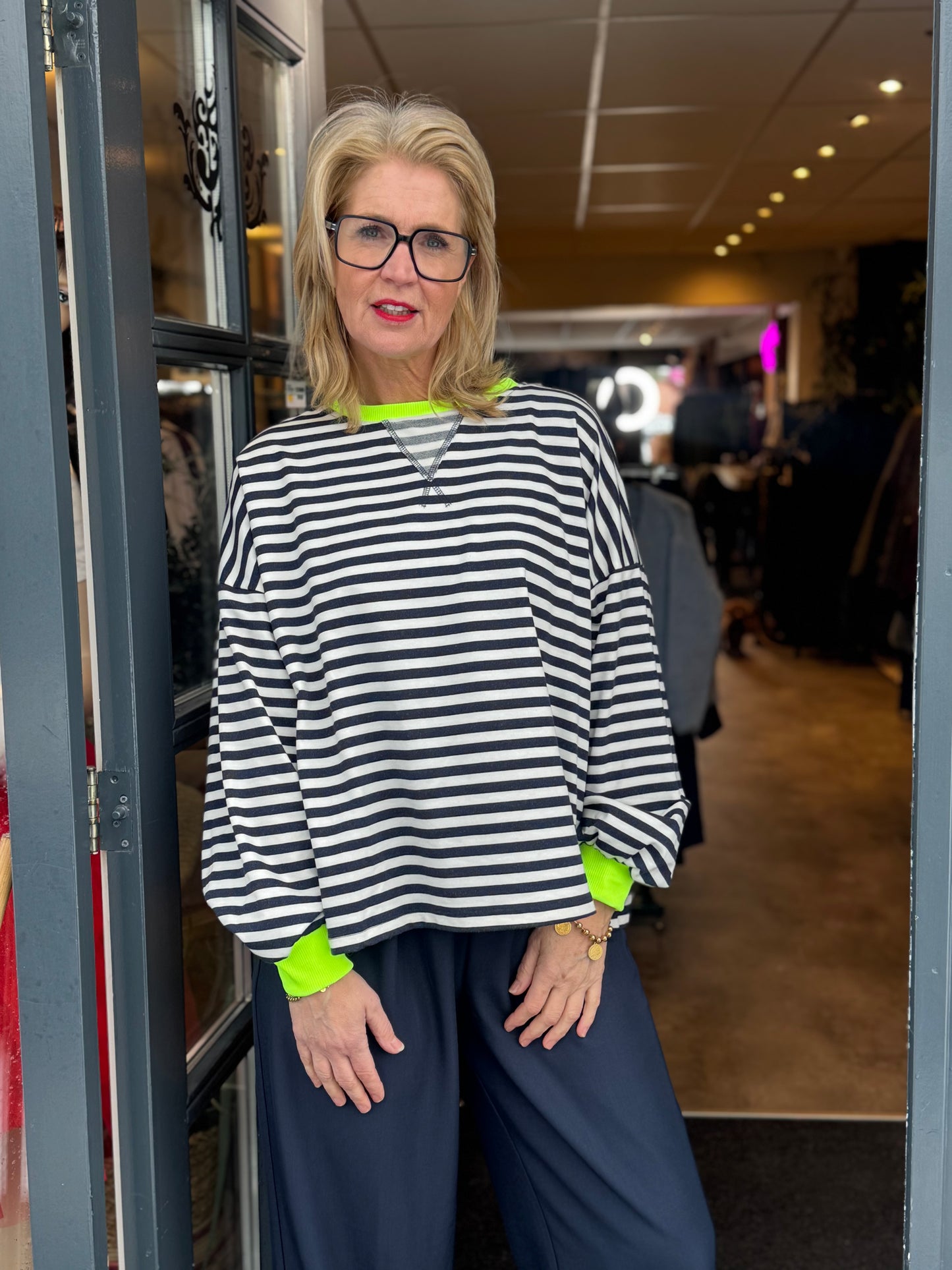 Sweater Stripe/ D Blauw